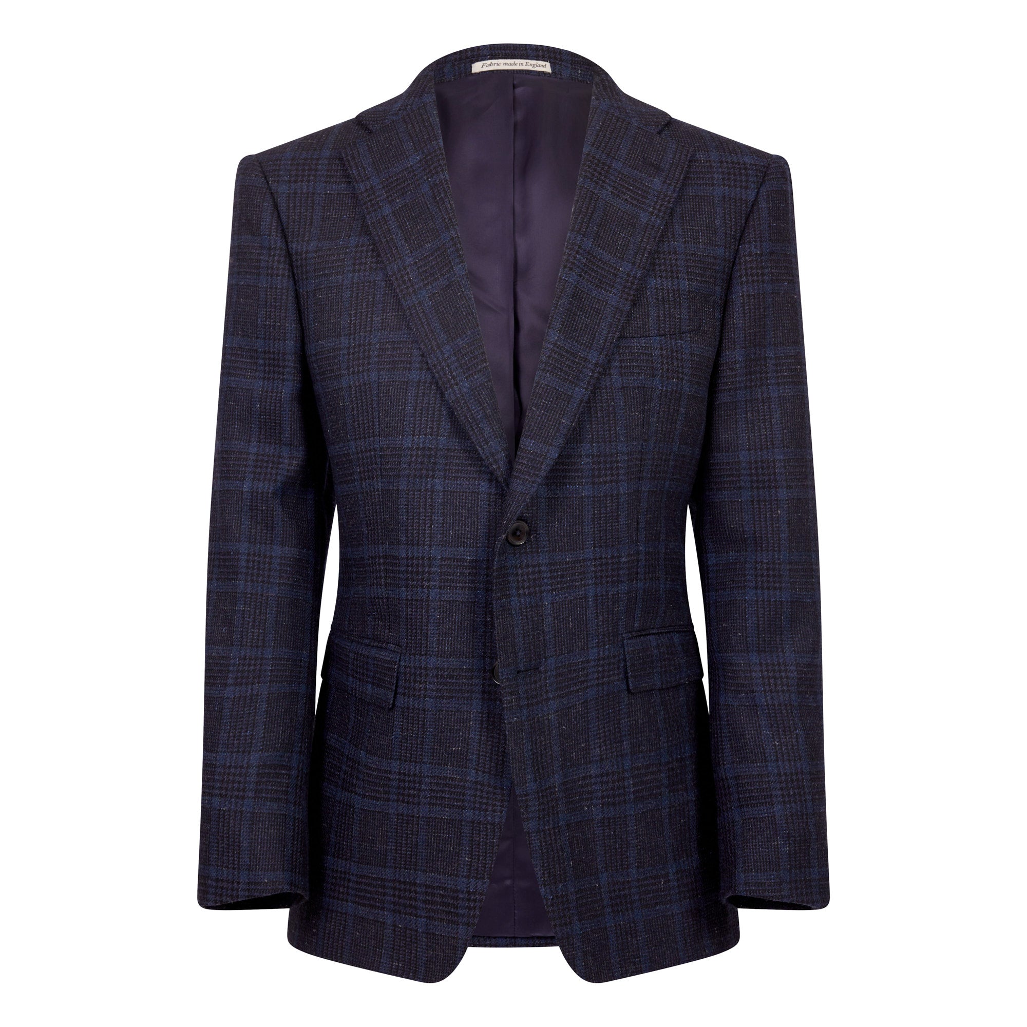 Premium Dormeuil Wool Check Jacket for Men - Navy Blue Full Canvas Blazer | Business Attire & Formal Occasions