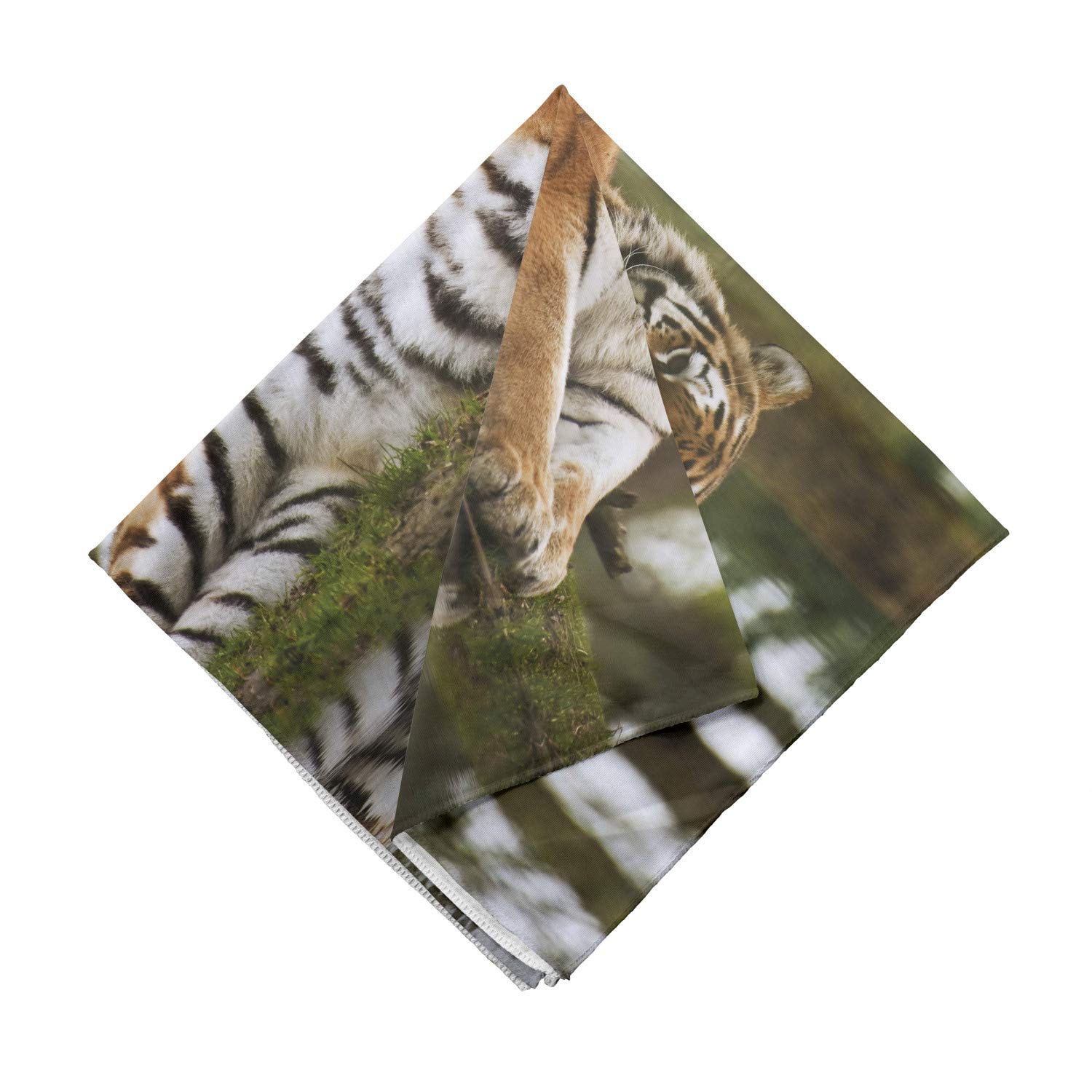 Ambesonne Tiger Bandana - Siberian Mammal Print Unisex Head Scarf & Neck Wrap for Outdoor Adventures, Hiking, and Winter Sports