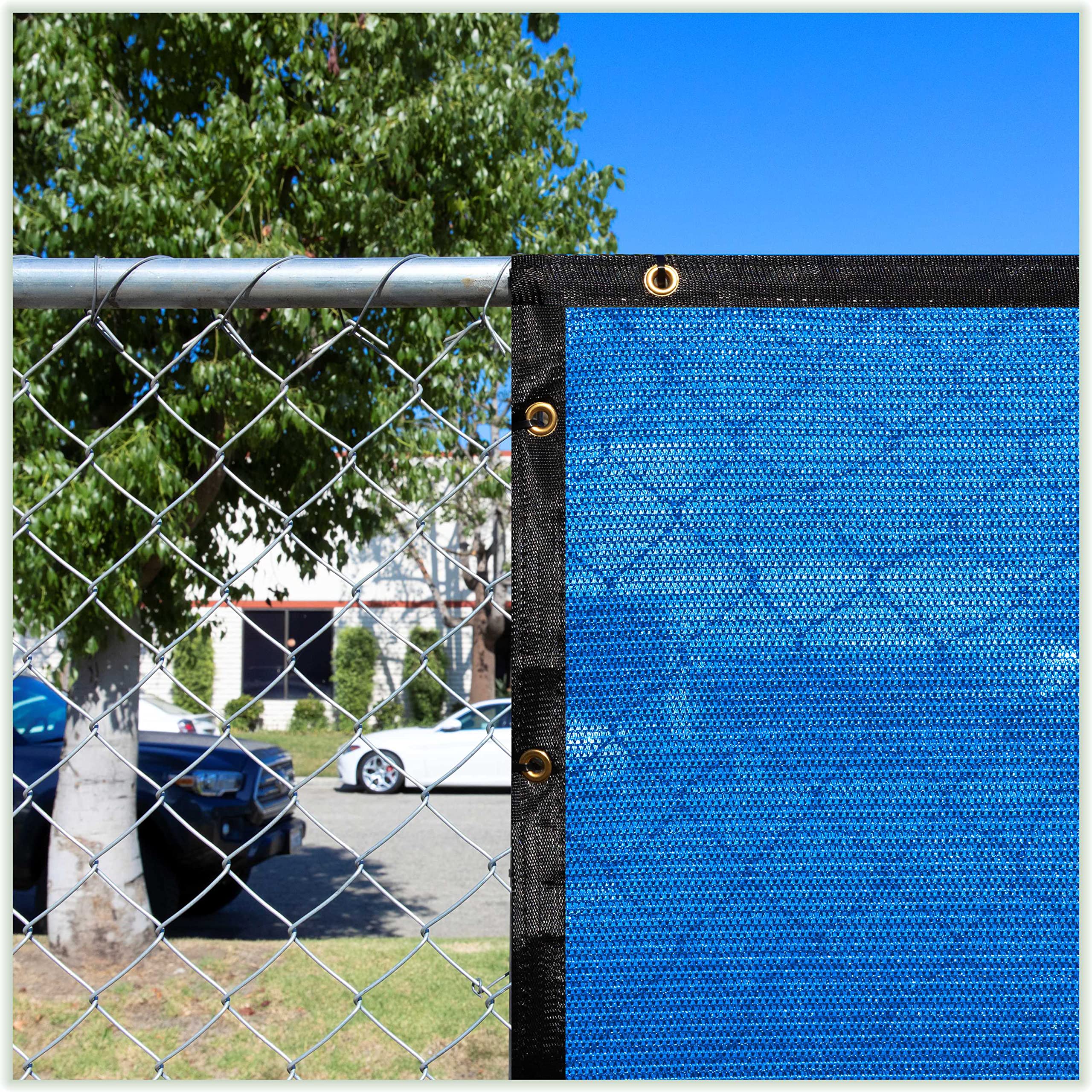 ColourTree 8' x 18' Custom Size Blue Shade Cloth with Grommets - 90% UV Block, Heavy-Duty Mesh Fabric Tarp for Sun Protection | Perfect for Dog Kennel Covers, Privacy Fence Screens, Greenhouses, Chicken Coops & Pet Playpens | Outdoor, Garden & Patio Use