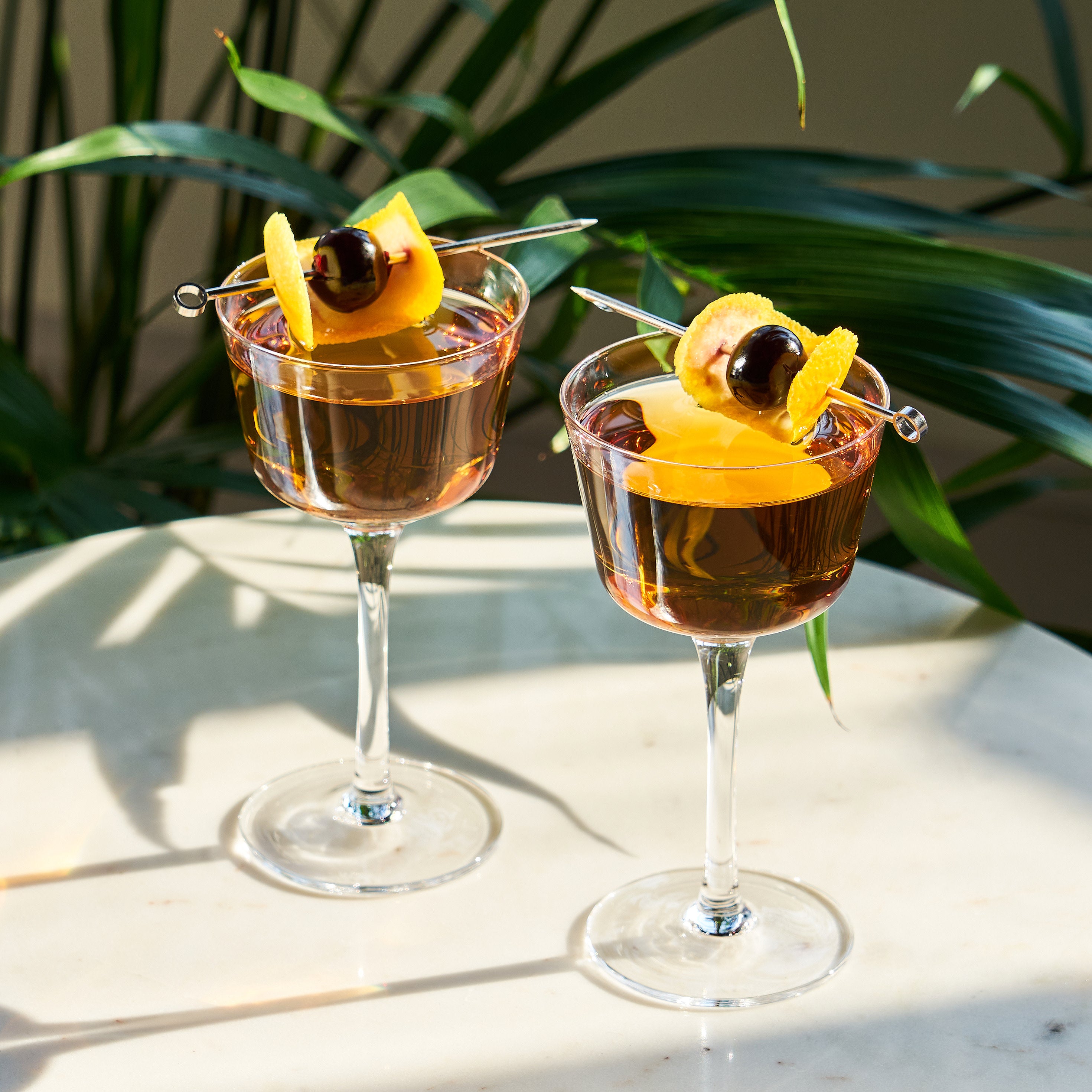 Raye Angled Crystal Nick & Nora Glasses - Set of 2 Elegant Cocktail Glasses for Martini, Whiskey & Champagne - Perfect for Parties, Weddings & Home Bar Decor