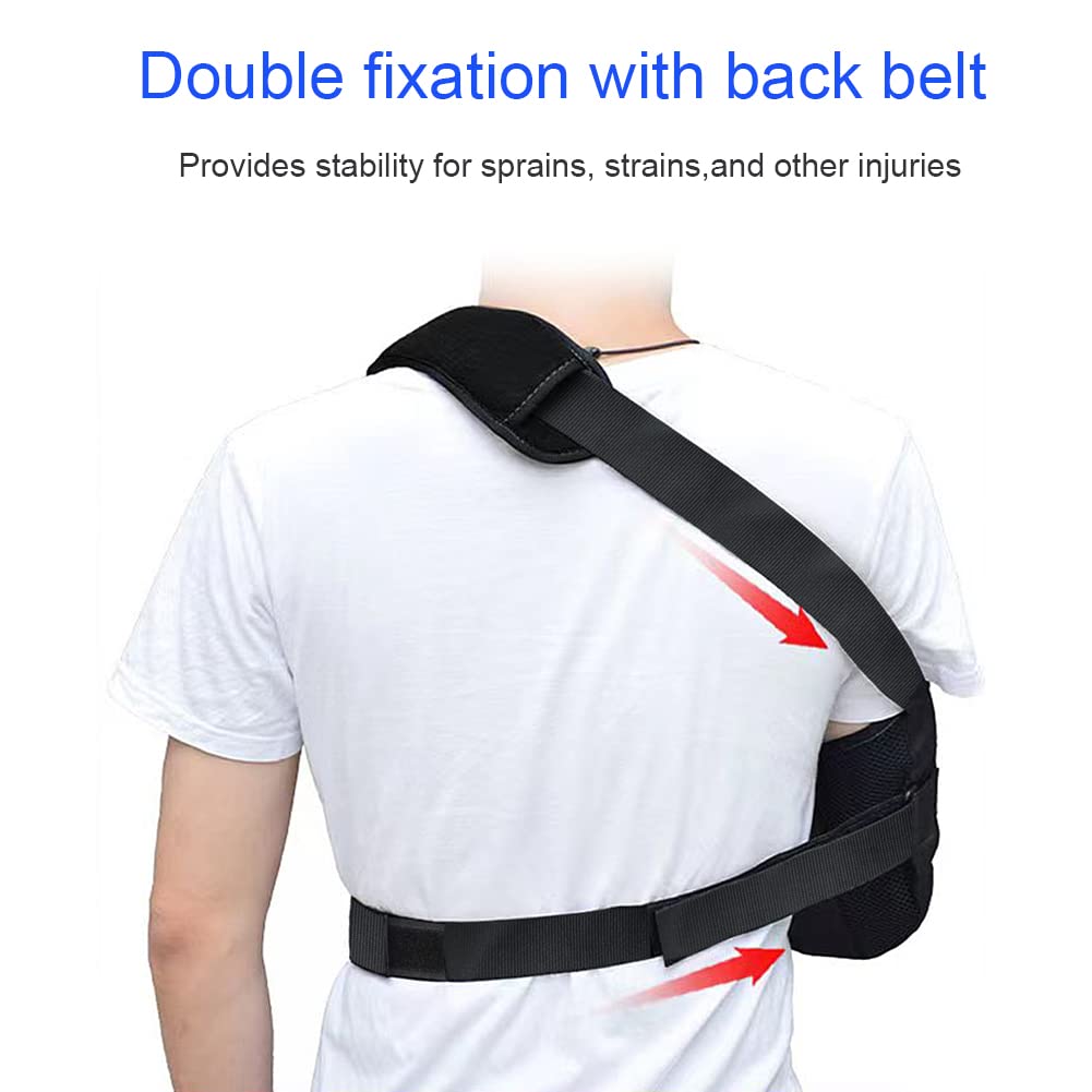 Shoulder Sling with Back Belt - Adjustable Arm Support for Shoulder, Elbow & Wrist Injuries - Lightweight Shoulder Immobilizer for Men & Women (Left/Right Arm, Size S) - Ideal for Post-Surgery Recovery & Rotator Cuff Support