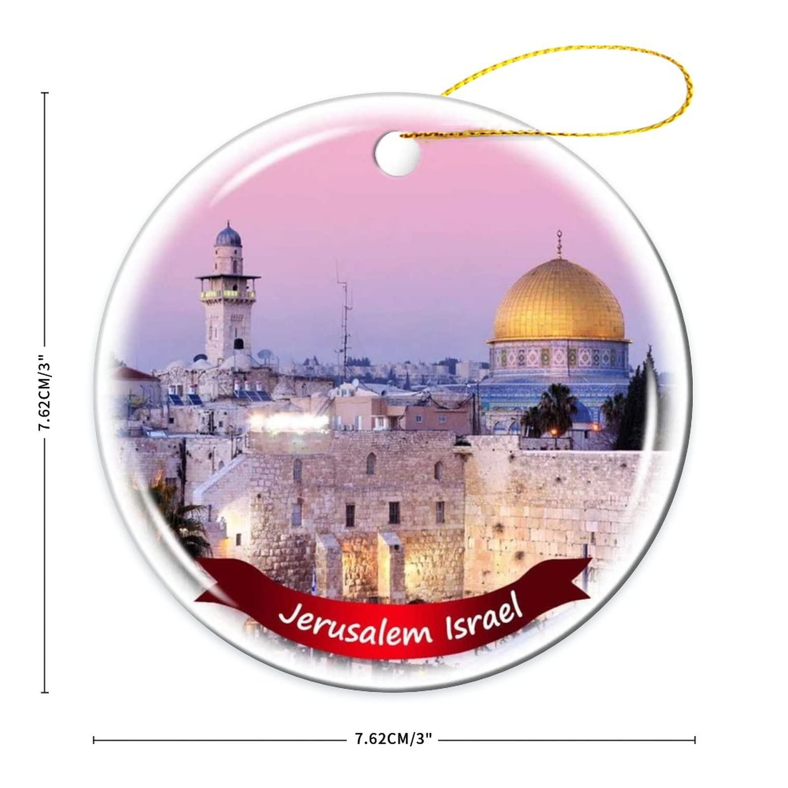 Jerusalem Israel Christmas Porcelain Ornament - 3