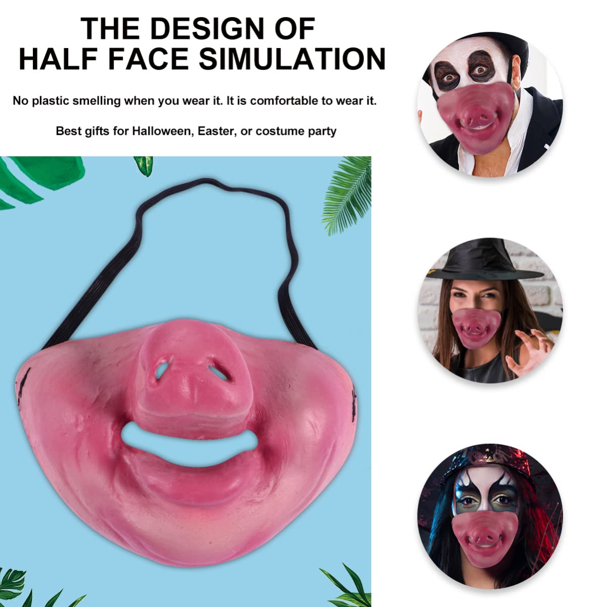 Funny Halloween Half Face Mask - Pig Cosplay Scary Boar LED Vampire Mask for Halloween Party, Cosplay & Masquerade | Perfect for Costume Parties, Trick or Treat & Spooky Events
