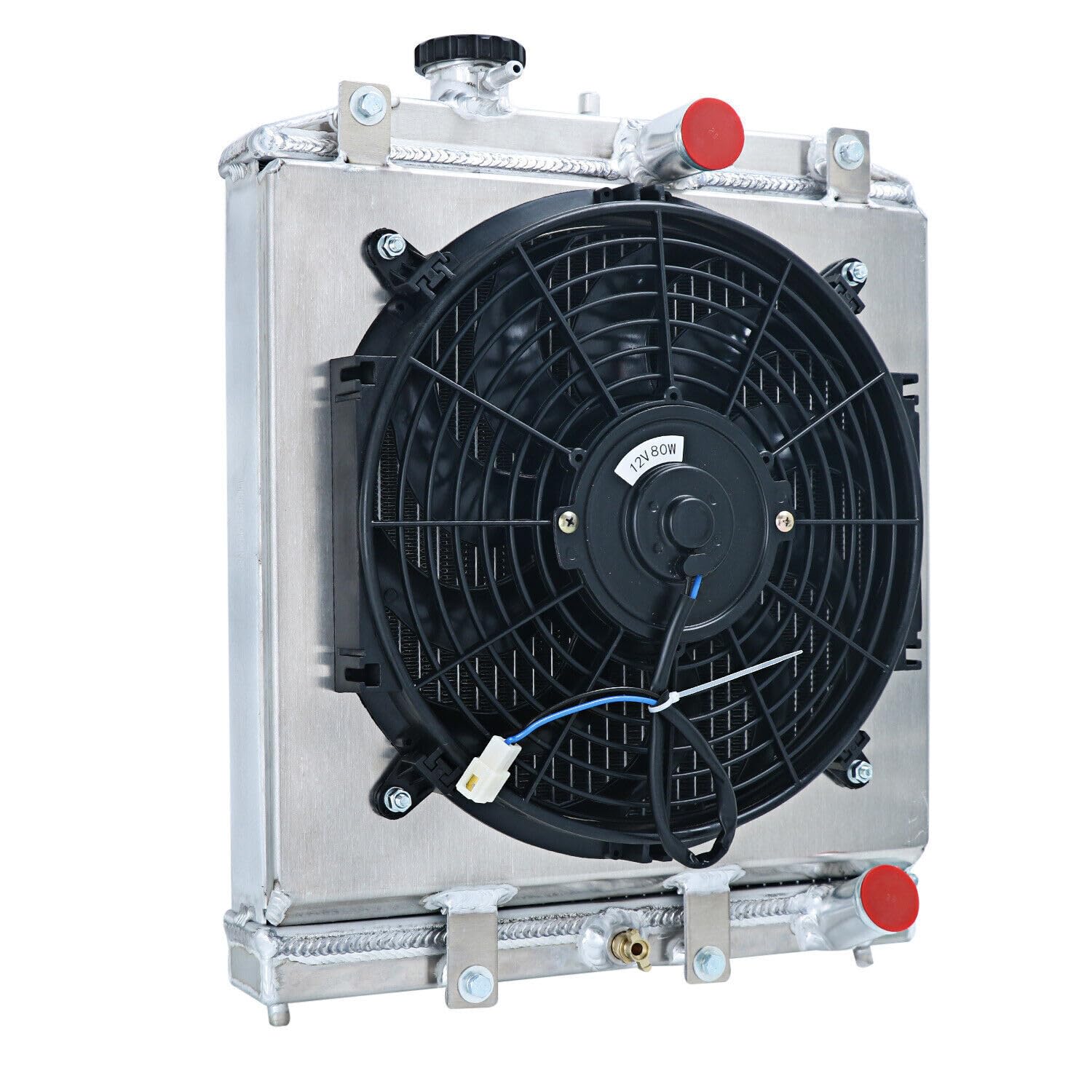 High Performance 3 Row Aluminum Radiator for Honda Civic D15 D16 EK EG & Acura Integra 1992-2000 - Full Aluminum Cooling System with Shroud Fan & Thermostat Relay Kit - Perfect for Street Racing, Daily Driving & Engine Overheating Prevention
