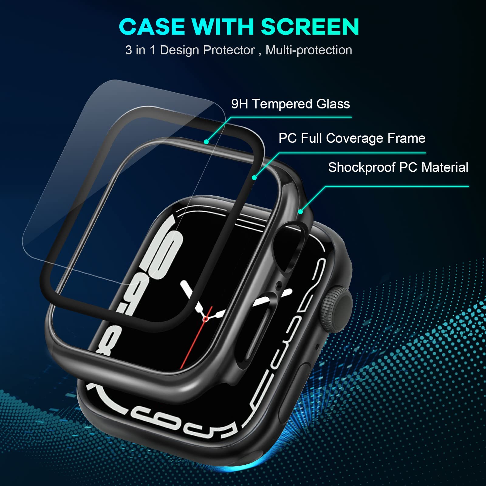ORIbox Hard PC Case with Tempered Glass Screen Protector for Apple Watch Series 6/5/4/SE - Ultra-Thin HD Bumper Protective Cover (Black) - Perfect for Workouts, Outdoor Activities & Daily Use