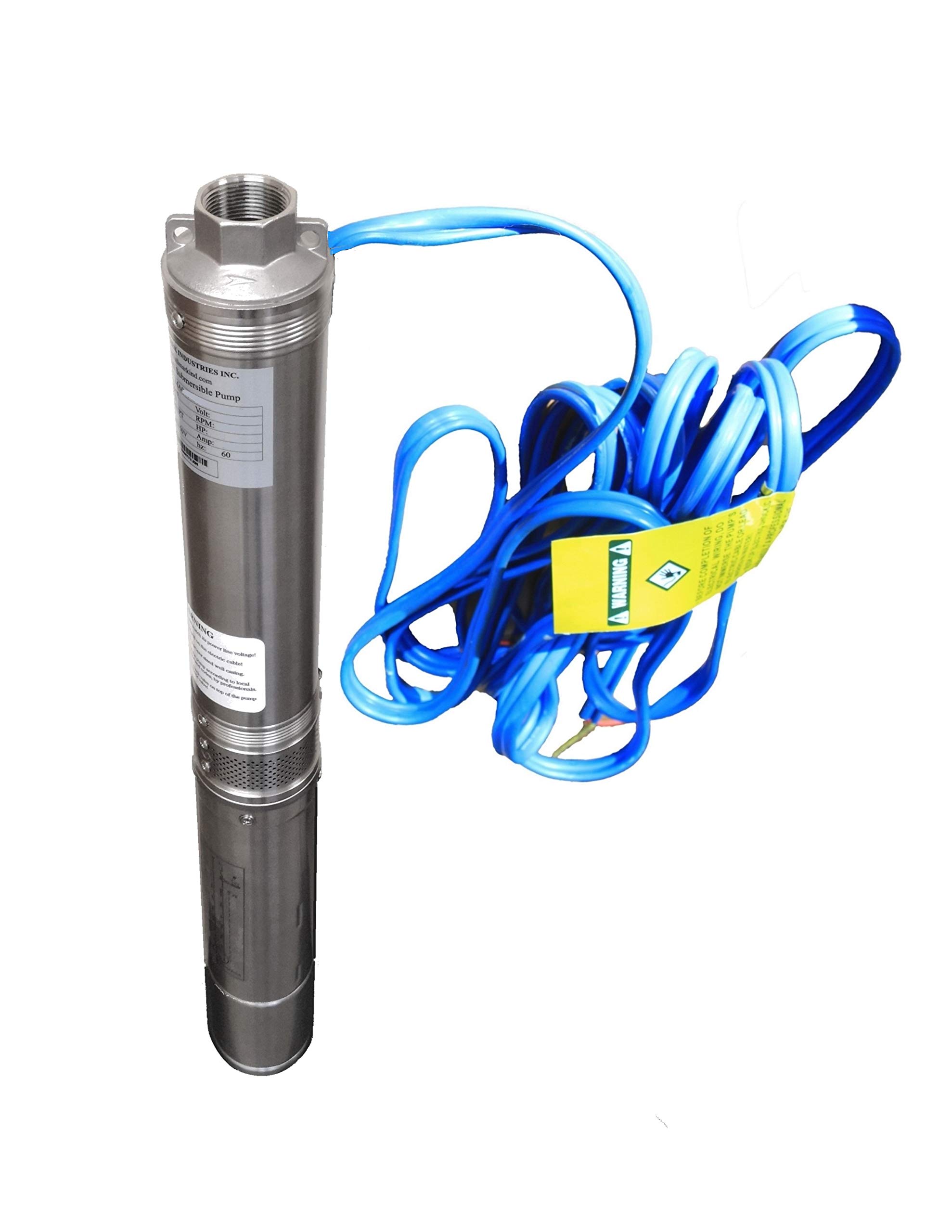 Hallmark Industries MA0343X-4A 1/2 HP Deep Well Submersible Pump - 230V, 60Hz, 25 GPM, 150ft Head, Stainless Steel, 4 Inch - Ideal for Residential Water Supply, Irrigation & Farm Use