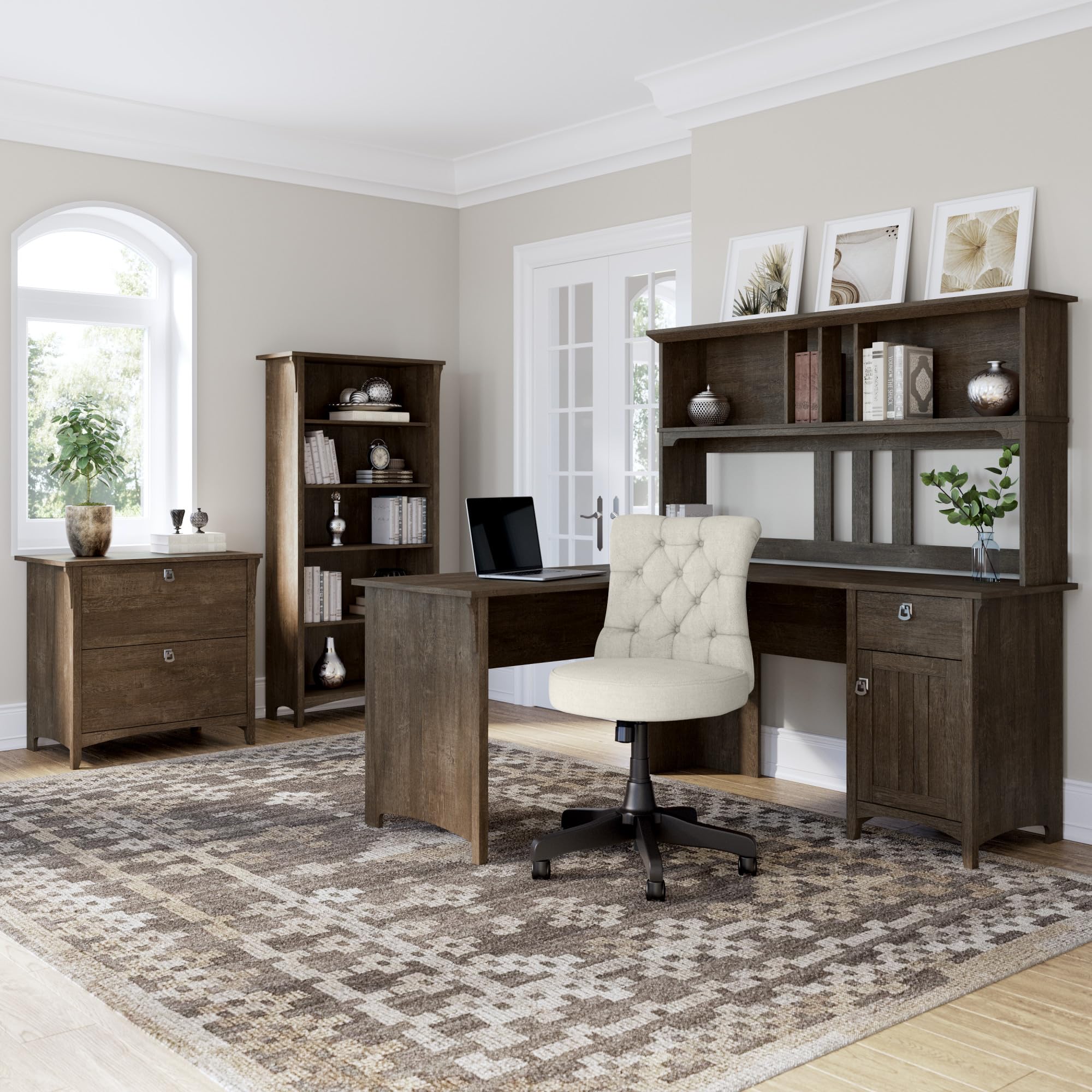 Bush Furniture Salinas 2-Drawer Lateral File Cabinet in Ash Brown - Office Storage Solution for Home & Business Organization