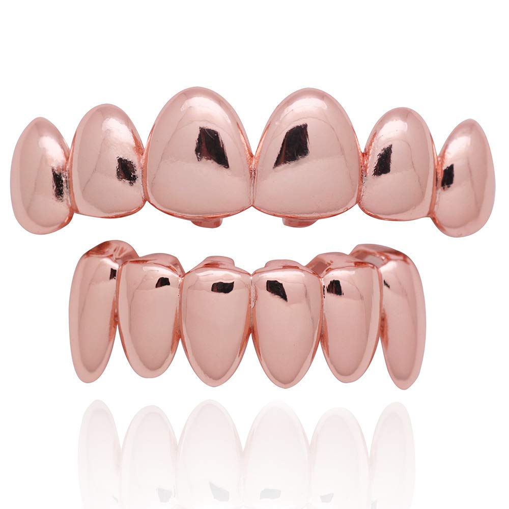 18K Gold Plated Teeth Grillz for Men & Women - Top & Bottom Grills Set | Hip Hop Jewelry, Custom Grillz for Parties & Special Occasions