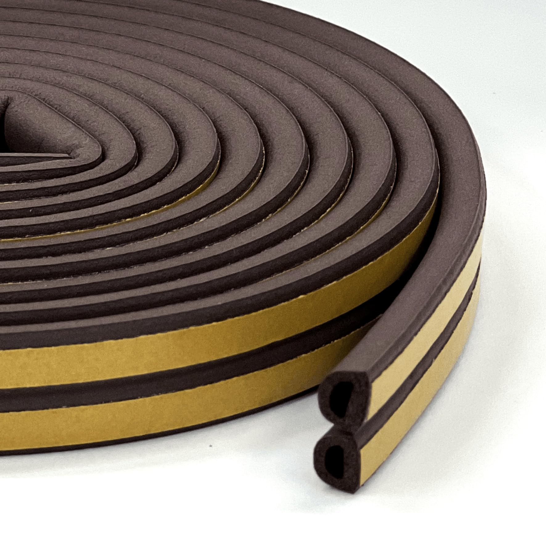 MMT Acoustix® 1-Piece EPDM D-Shaped Self-Adhesive Weatherproof & Soundproof Door/Window Seal Tape - 18 Feet Brown for DIY Home Improvement | Perfect for Noise Reduction and Energy Efficiency in Homes, Offices, and Studios