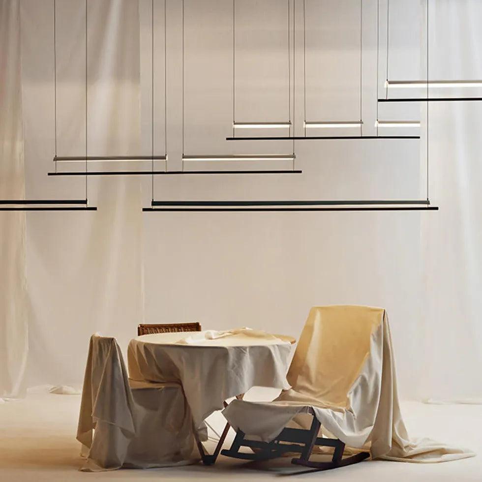 Modern Minimalist Linear Pendant Light for Office - Sleek Hanging LED Fixture with Adjustable Height, Perfect for Conference Rooms, Desks & Workspaces