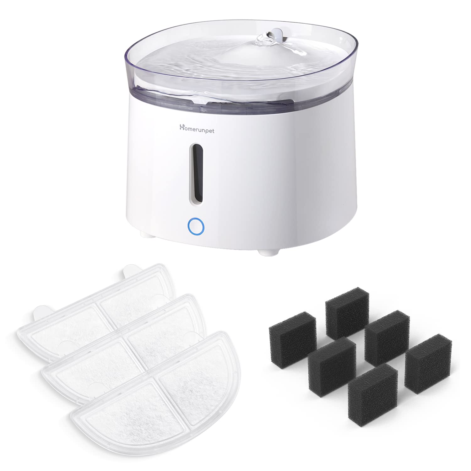 Homerunpet Wireless Pet Water Fountain with Replacement Filters & Pump - Automatic Cat Dog Water Dispenser for Home & Office Use