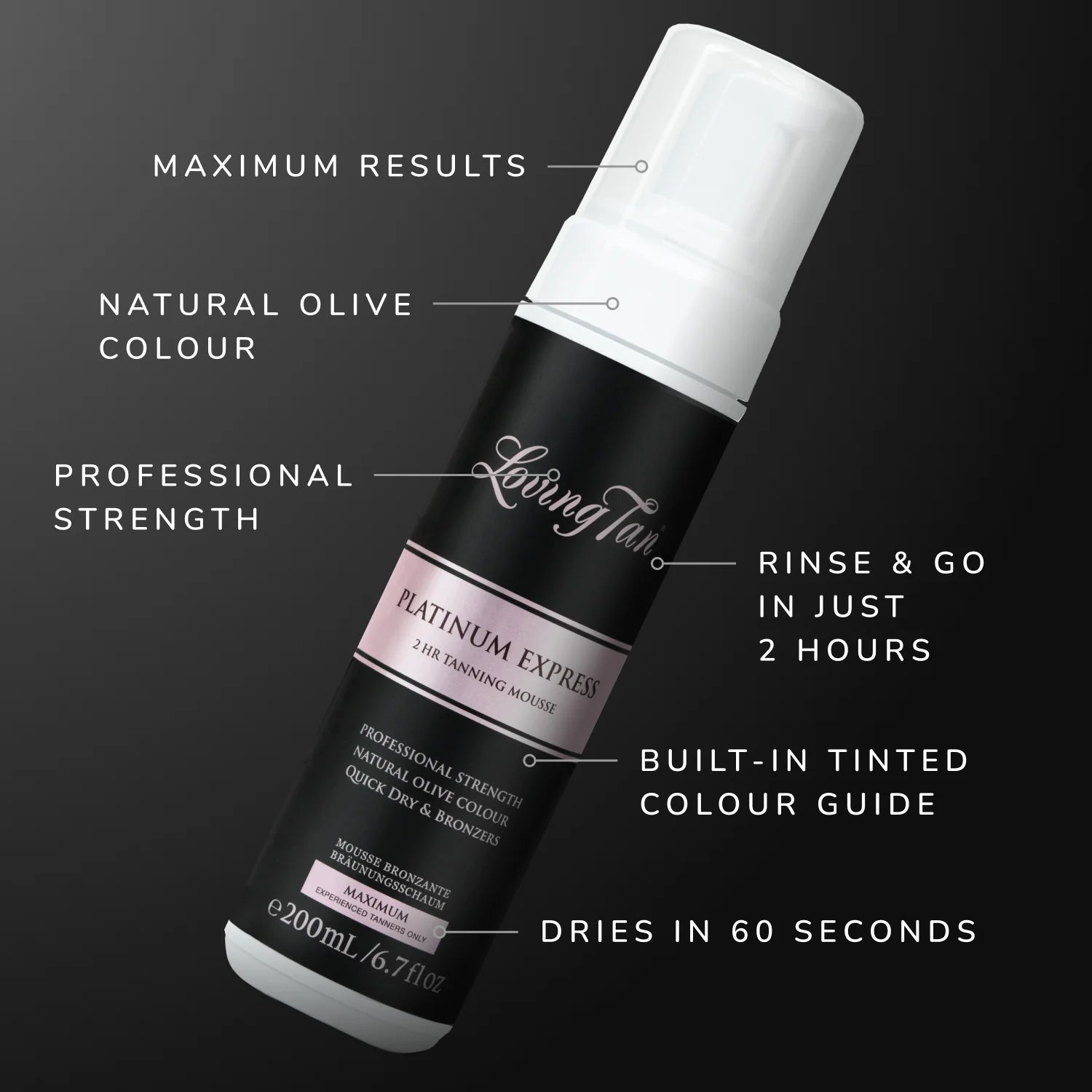 Loving Tan Platinum Express Self Tanner - 2 Hour Express Bronzing Mousse for a Natural, Streak-Free Glow | Perfect for Face & Body, Pre-Party Tanning, Special Occasions