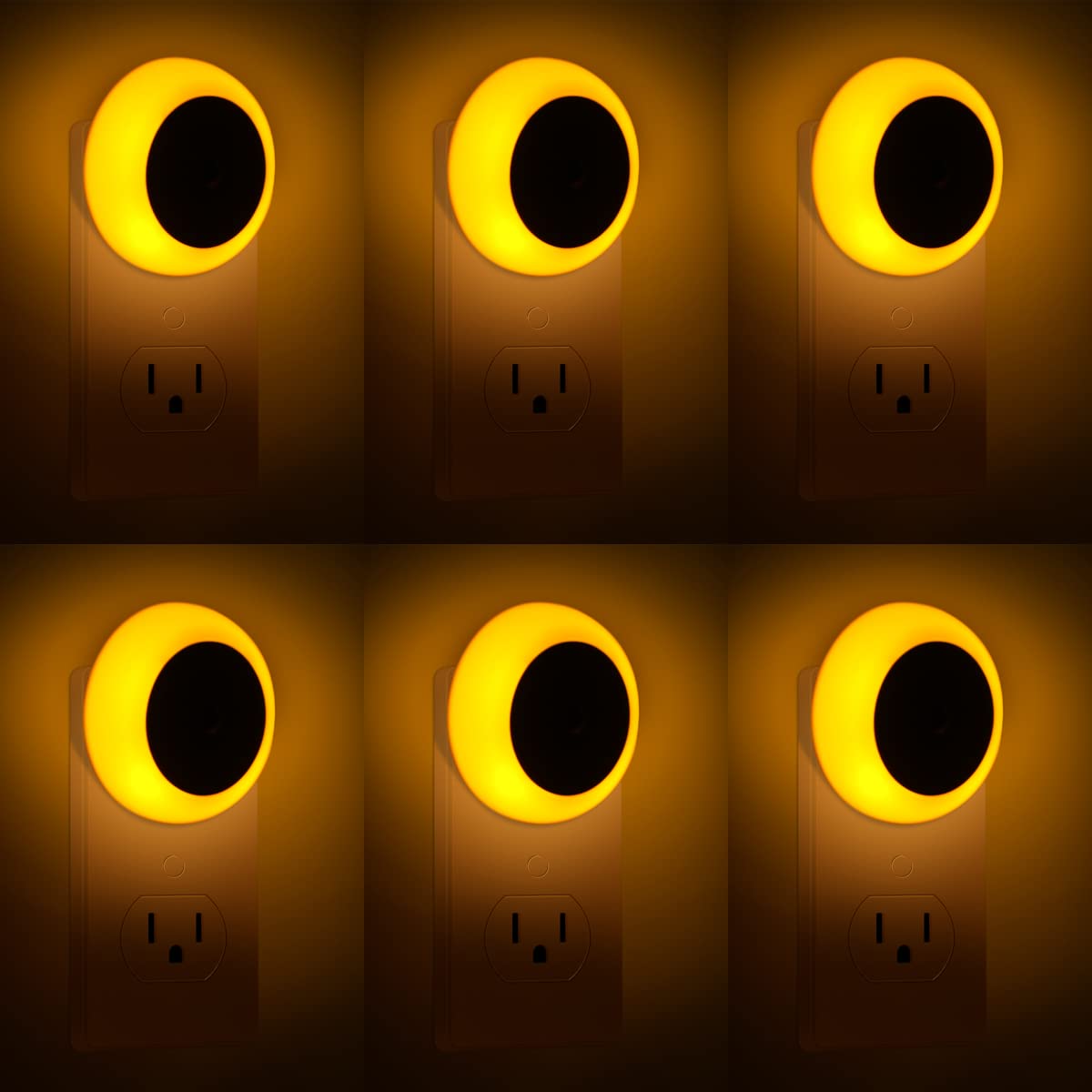 KINUR 6 Pack Amber LED Night Lights - Dusk to Dawn Sensor Wall Plug Ins for Kids Room, Nursery, Bedroom, Bathroom, Hallway & Stairs | Soft Glow for Safe Nighttime Navigation & Comfort