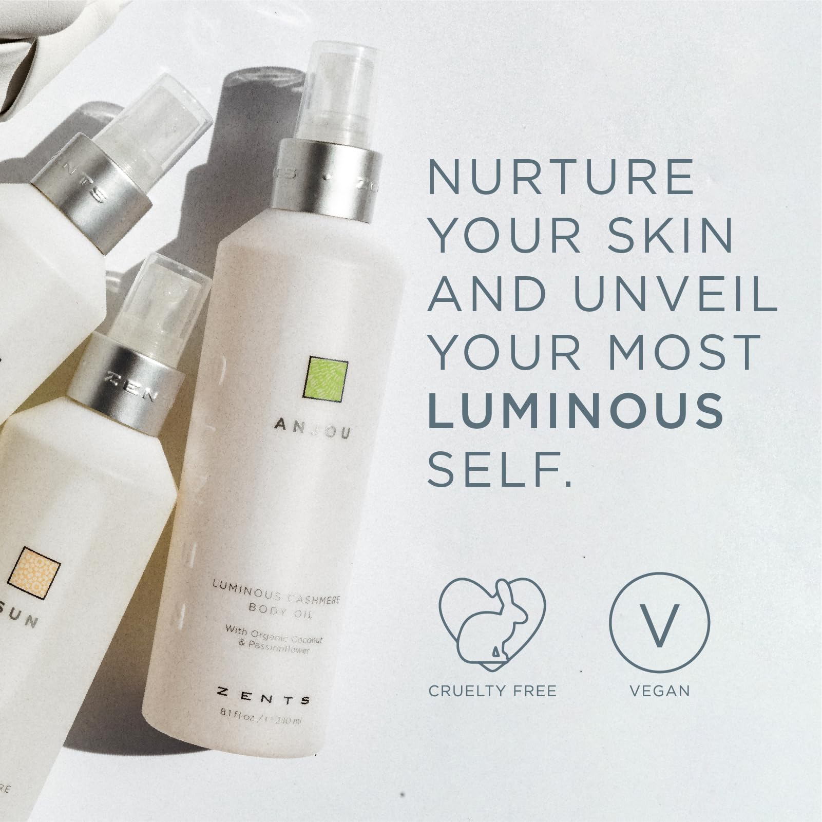 Luminous Cashmere Body Oil with Vitamin E & Organic Coconut Oil - Moisturizing & Skin Softening Treatment for Dry Skin - Fresh Fragrance - 8 fl oz - Perfect for Daily Hydration, Massage & Aromatherapy