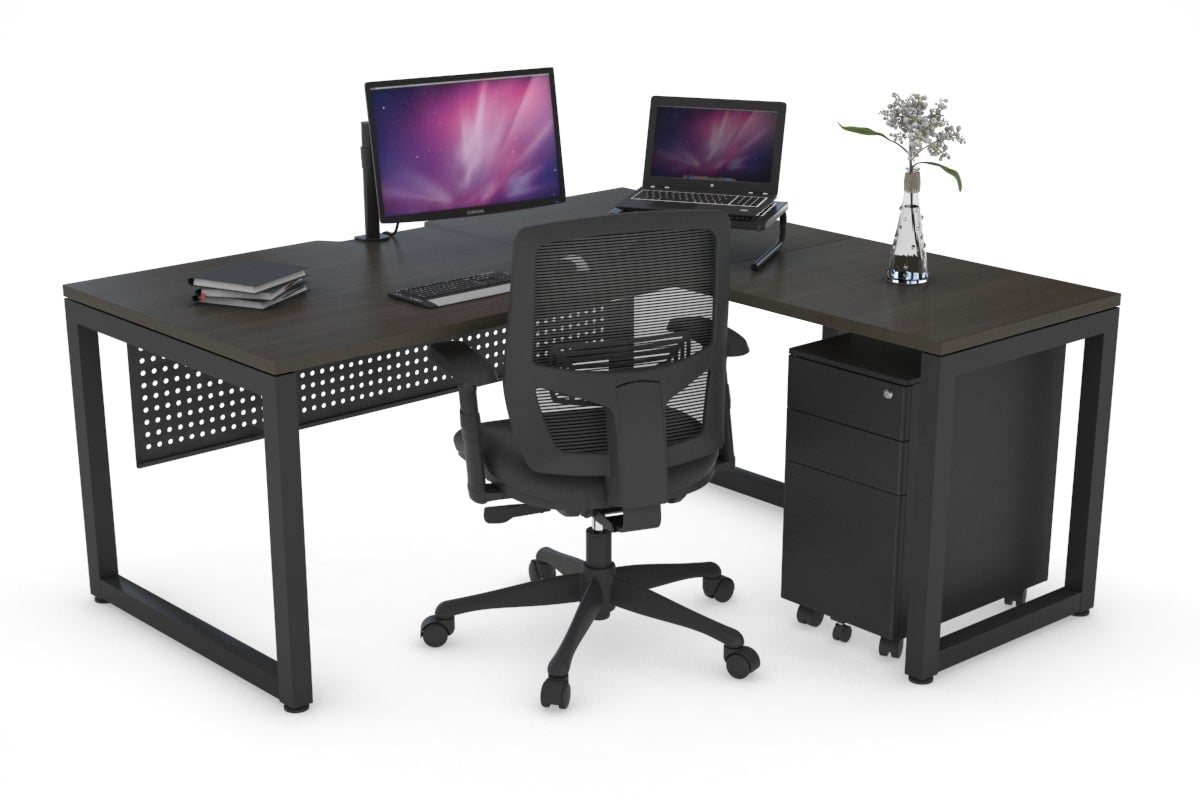 L-Shaped Corner Office Desk with Quadro Loop Legs - 55