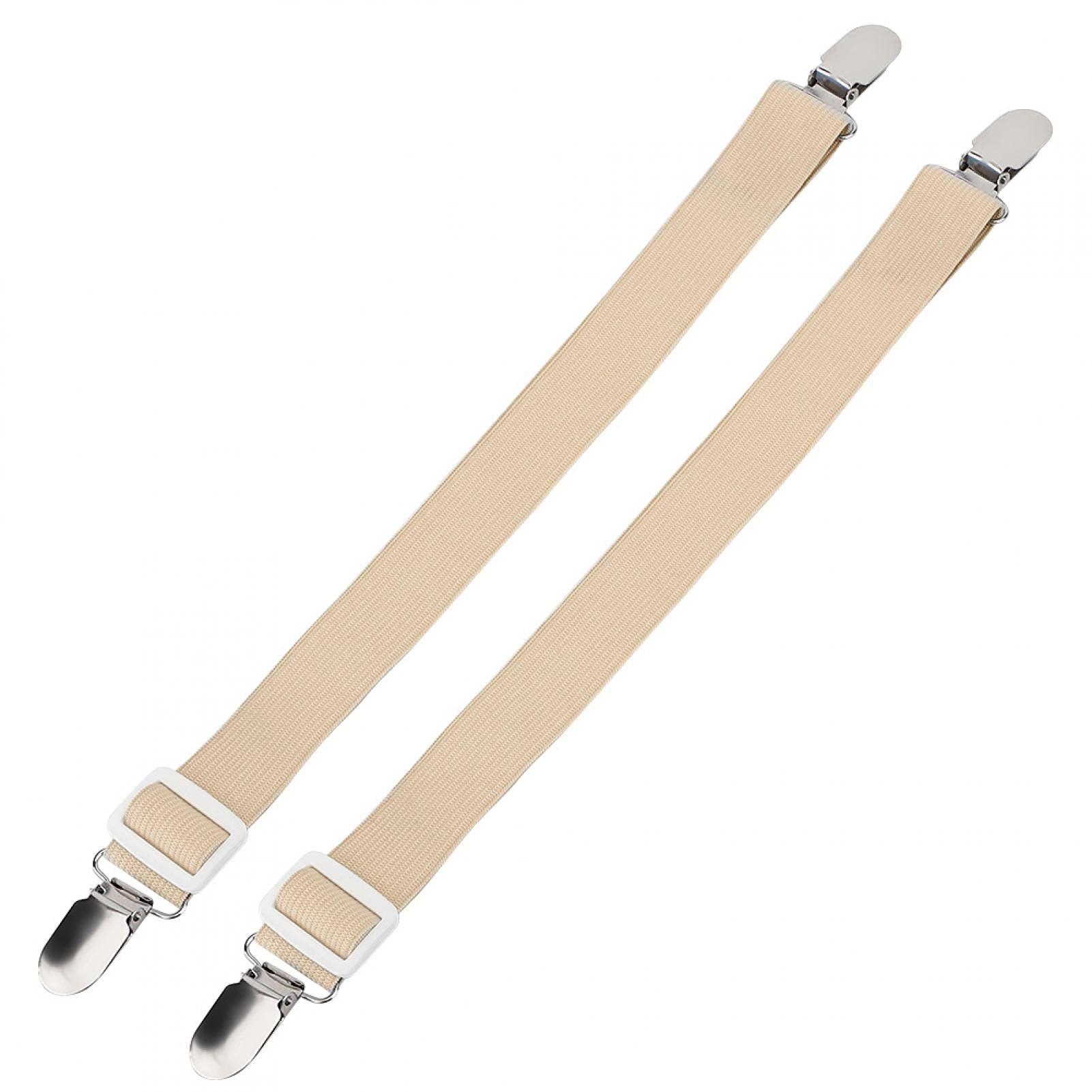 Tyenaza Adjustable Bed Fasteners - 2Pcs Non-Slip Sheet Straps & Mattress Grippers - Universal Fit for Bed Sheets, Sofa Covers, Tablecloths (Khaki) | Secure Your Bedding for Comfortable Sleep & Home Decor