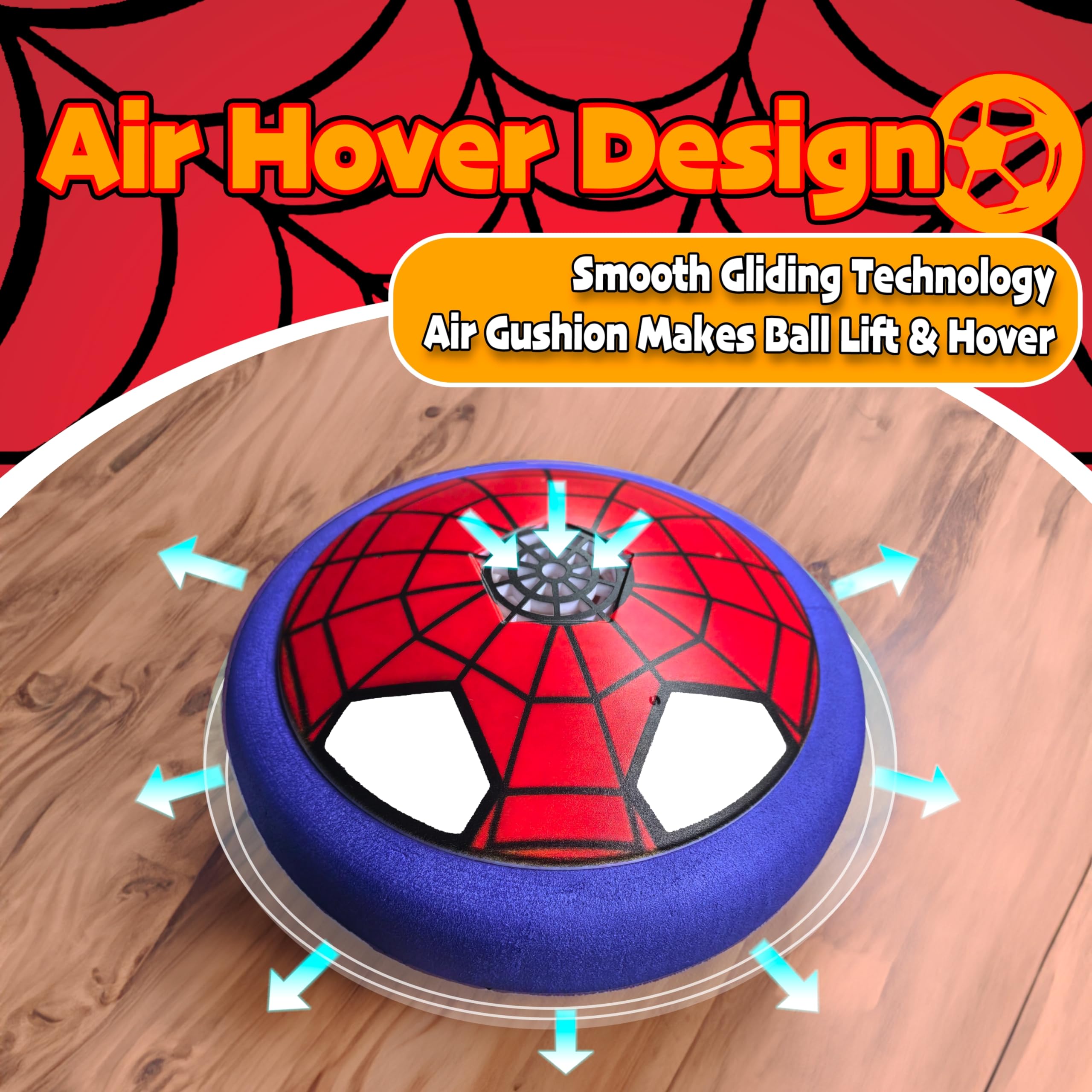 Hover Soccer Ball with LED Lights - Indoor Floating Football Toy for Kids Ages 4-12 - Safe Foam Bumper Air Soccer Ball - Perfect Birthday Gift for Boys & Girls - Fun for Playrooms, Backyards & Family Game Nights (1 Pack)
