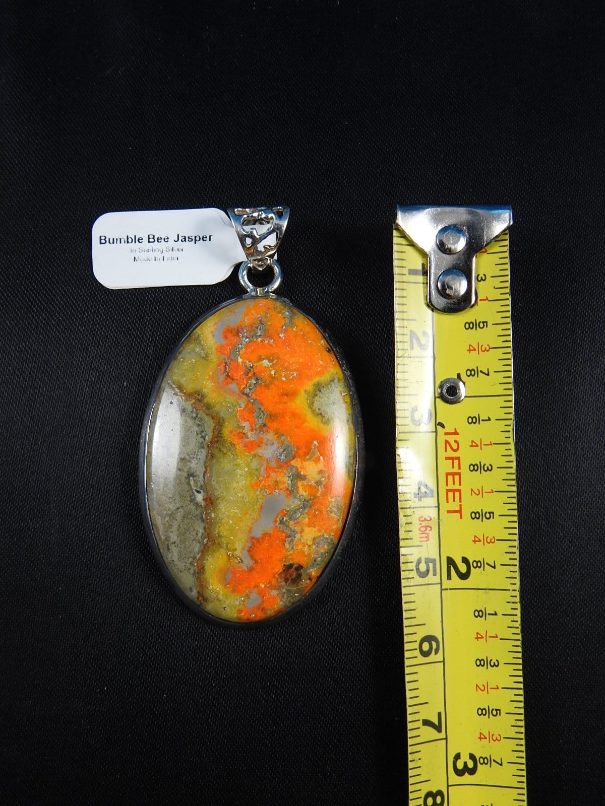 Bumblebee Jasper Sterling Silver Pendant Necklace - Natural Stone Jewelry for Women - Perfect for Gifts, Meditation & Spiritual Healing