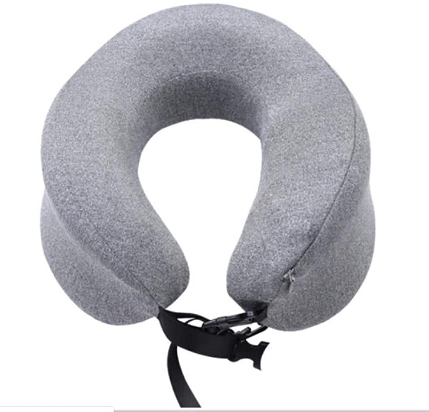 KSDCDF Upgraded Memory Foam Travel Neck Pillow - 100% Pure Support for Airplane, Car & Office Use - Light Grey Portable Sleep Headrest Pillow for Travel Accessories