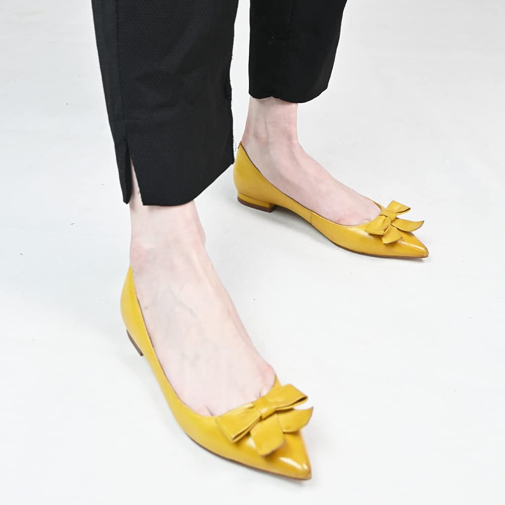 FSJ Women's Pointed Toe Flat Loafers - Comfortable Slip-On Bowknot Pumps with Low Block Heel for Office & Work Outfits | Perfect for Business Casual, Professional Wear & Daily Commute