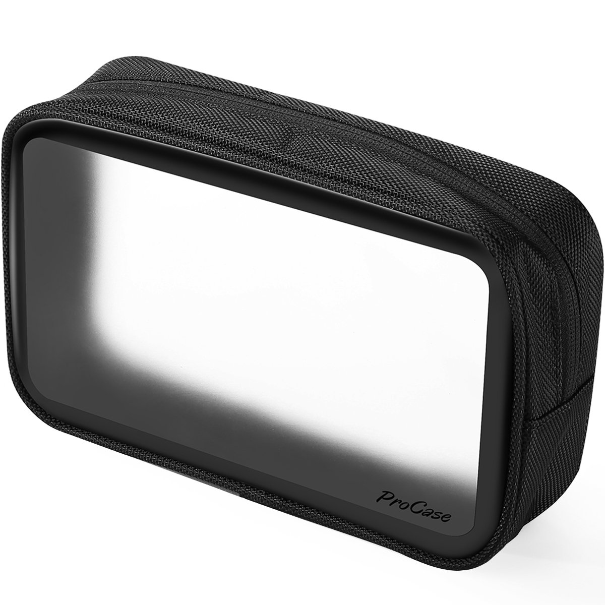 ProCase TSA Approved Travel Toiletry Bag - Clear Matte Cosmetic Organizer for Liquids, Creams & Makeup | Airline Compliant Carry-On Pouch for Airport Security | Perfect for Business Trips, Vacations & Weekend Getaways (Black)