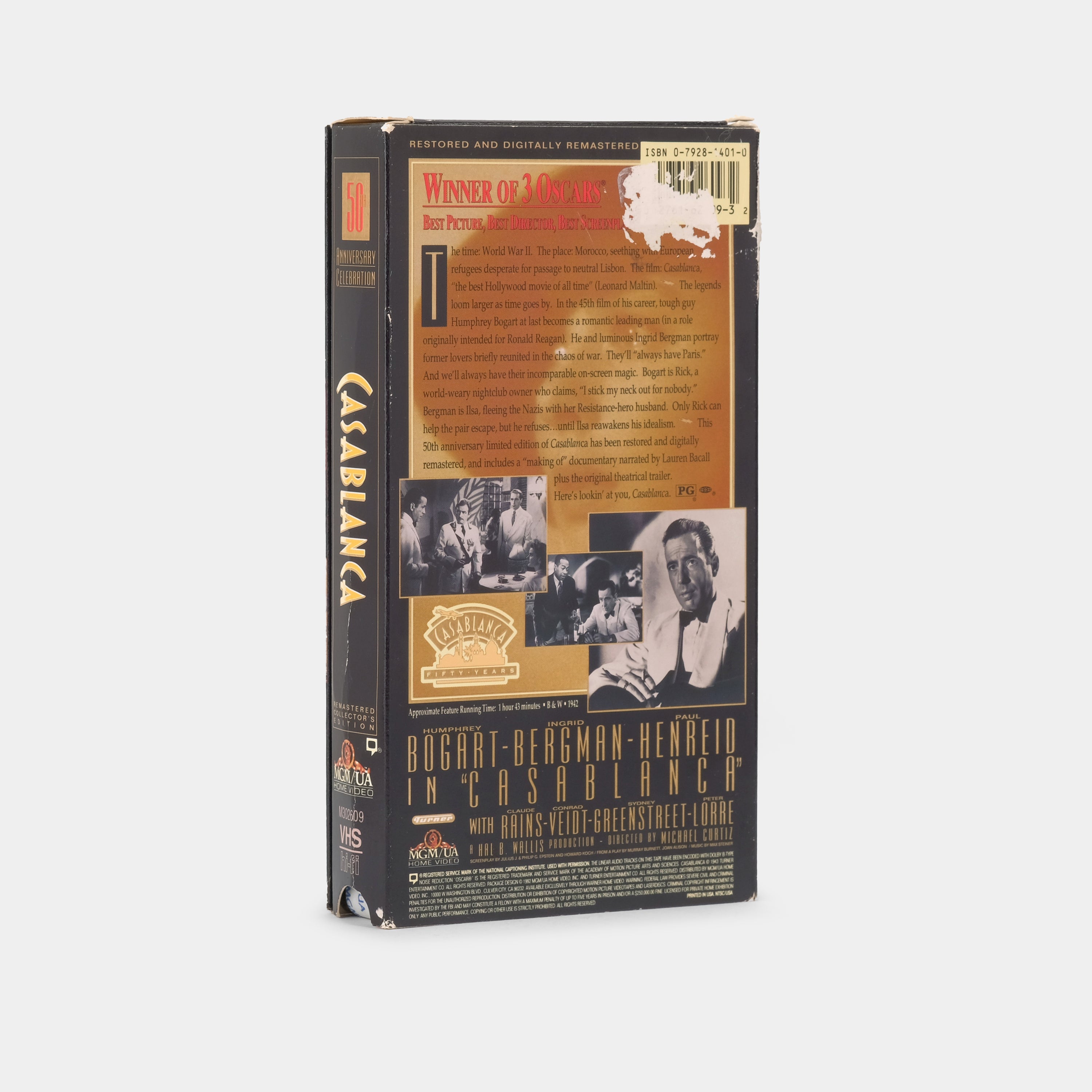 Casablanca 50th Anniversary Edition VHS Tape - Classic Movie Collectible for Film Enthusiasts & Home Theater Lovers