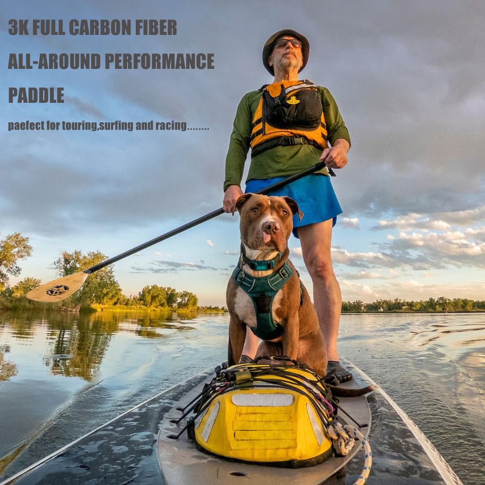 Premium RedSnake Carbon Fiber Stand Up Paddleboard Paddle - 3-Piece Adjustable SUP Oar with Carbon Fiber Blade & Imitation Bamboo Design - Includes Carry Backpack - Perfect for Kayaking, Surfing & Outdoor Water Sports
