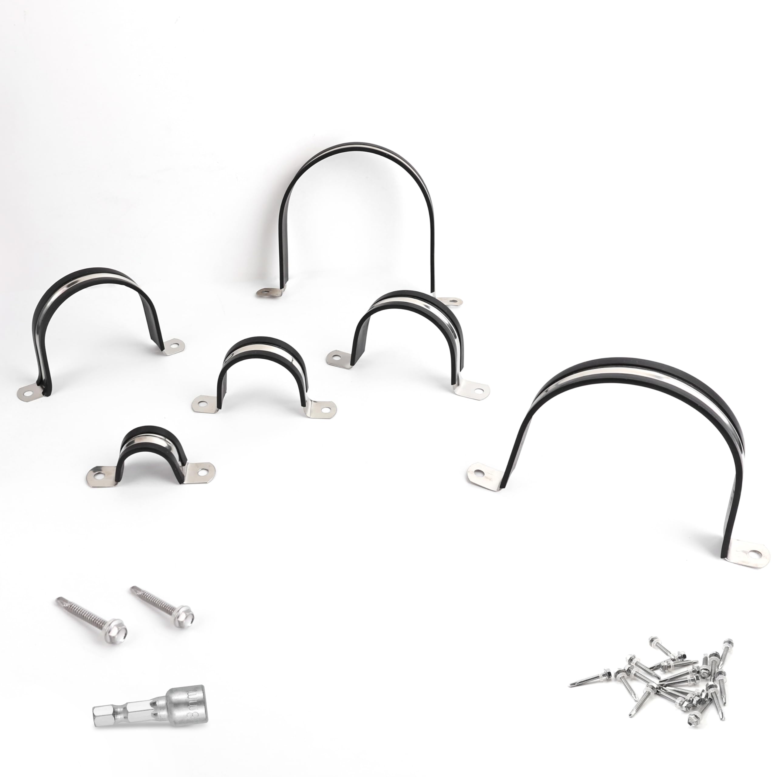 304 Stainless Steel Pipe Clamps with Rubber Cushion - Heavy Duty Conduit Clips (8 Pack, 2.5 Inch/74mm) - Perfect for Electrical Wiring, Plumbing & HVAC Installations