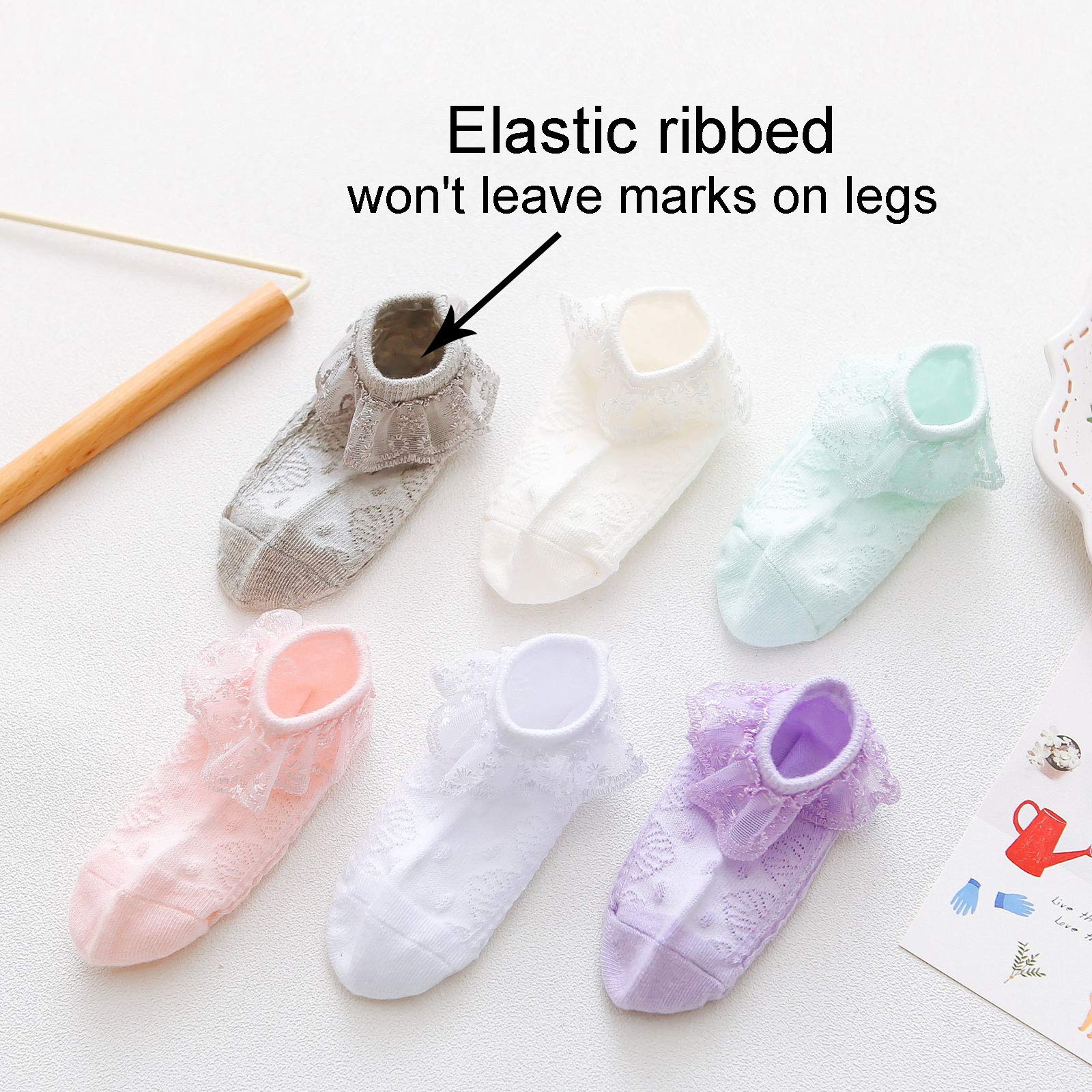 Baby Lace Socks for Girls - Soft Double Eyelet Lace Ruffle Frilly Socks for Newborns, Infants & Toddlers | Cute Gift Set for Special Occasions, Photo Shoots & Everyday Wear