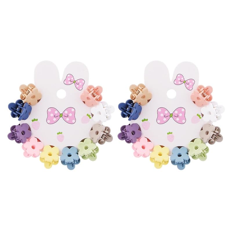 FAMEZA 20 Pcs Mini Flower Hair Claw Clips - No-Slip Grip Jaw Clips for Girls, Baby & Toddler - Colorful Hair Accessories for School, Party & Everyday Use (Multicolor)