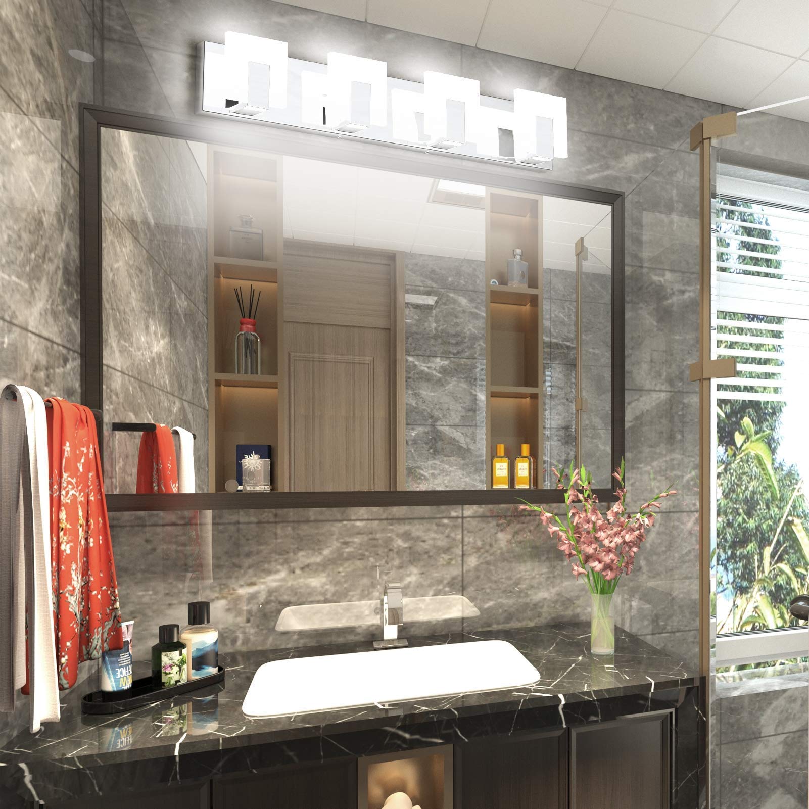 Aipsun Modern LED Vanity Light - Frosted White Acrylic Bathroom Wall Light Fixture with Up & Down Lighting - Perfect for Mirror Illumination in Bathrooms & Dressing Rooms