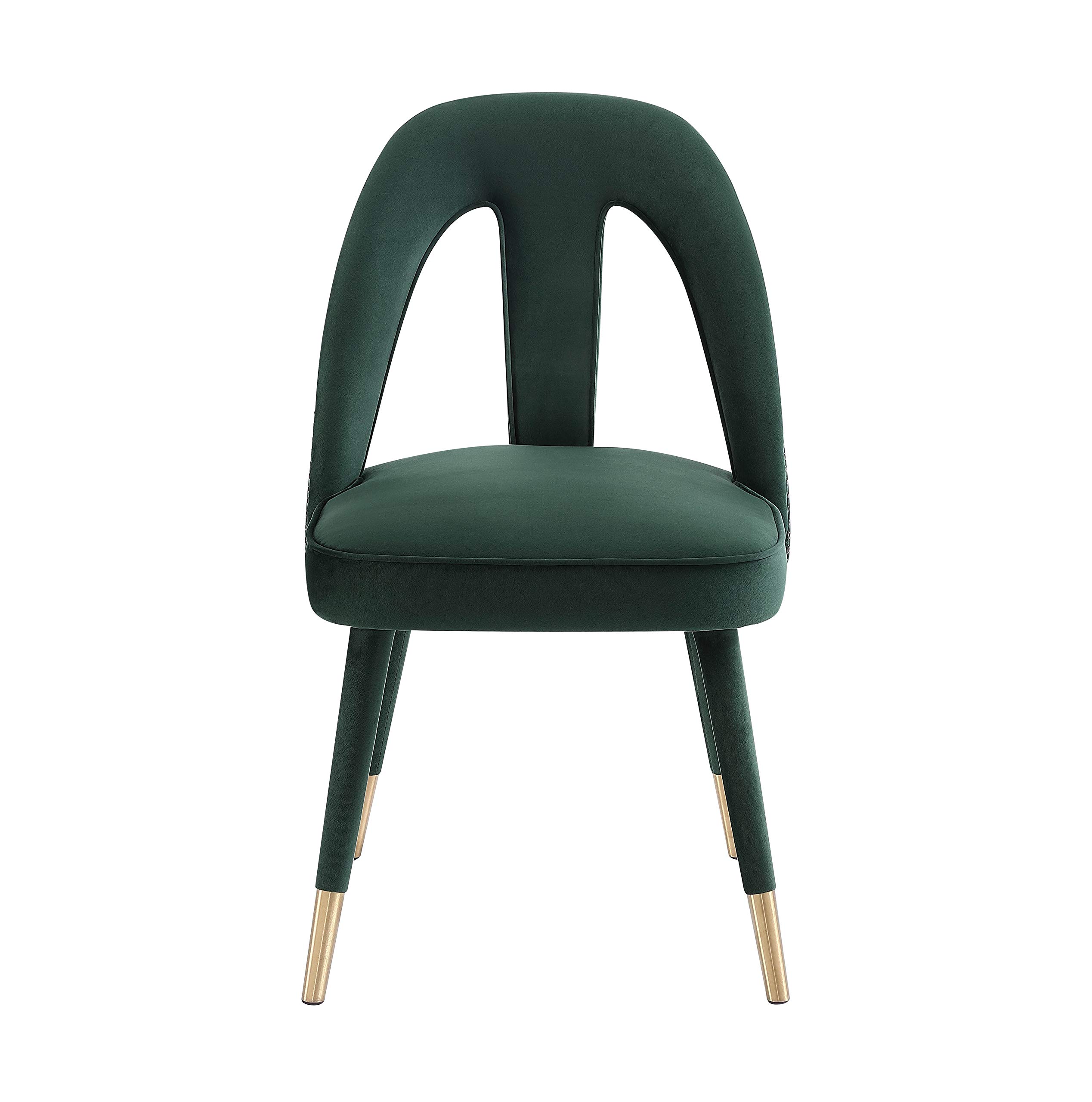 TOV Furniture Petra Contemporary Velvet Upholstered Dining Chair with Nailhead Trim - 20.5 Inch Modern Dining Room Chair in Forest Green - Perfect for Home Dining Sets, Kitchen Tables, and Restaurant Decor