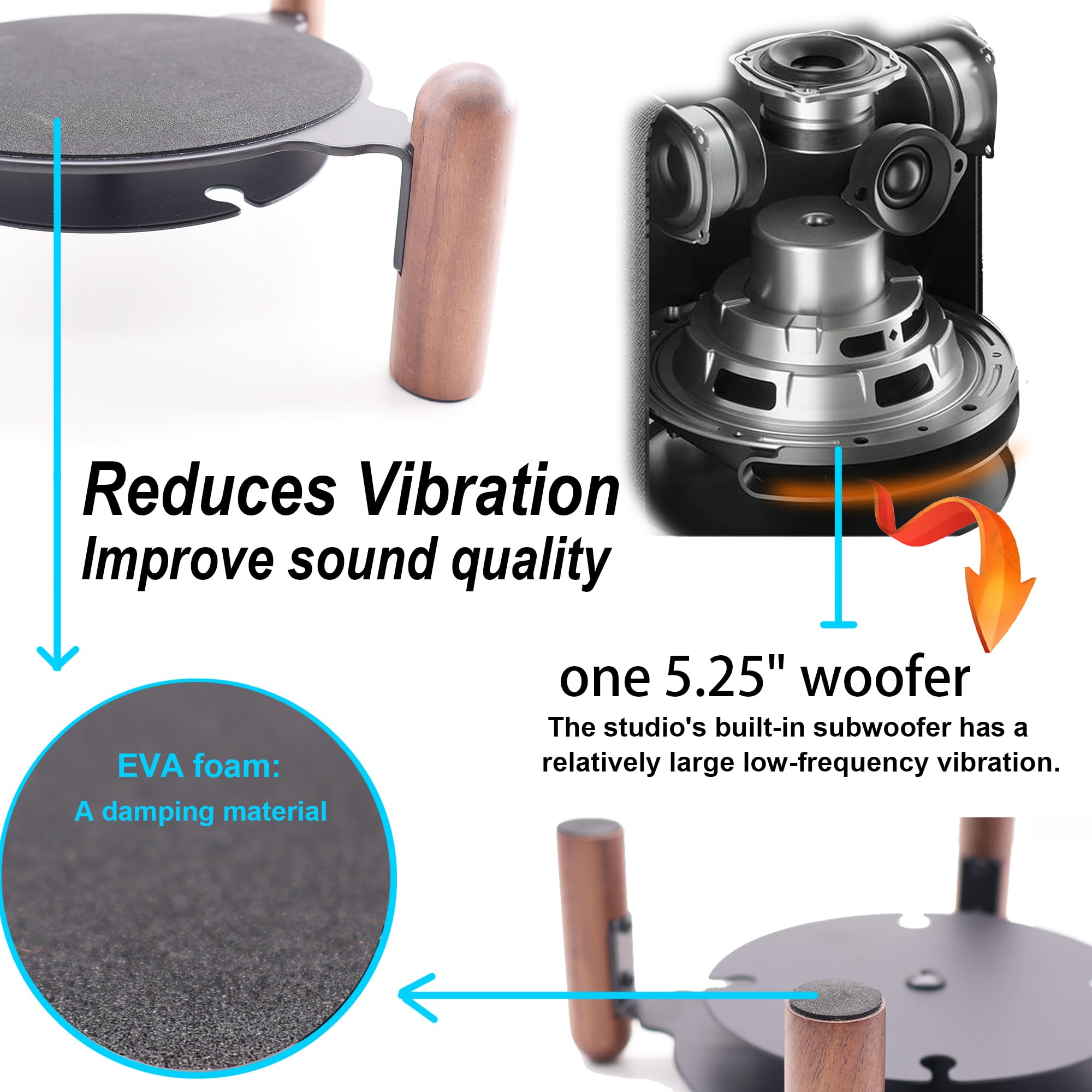 Premium Wooden Desk Stand for Echo Studio & Smart Speakers - Perfect for Home Office, Living Room & Bedroom Audio Setup
