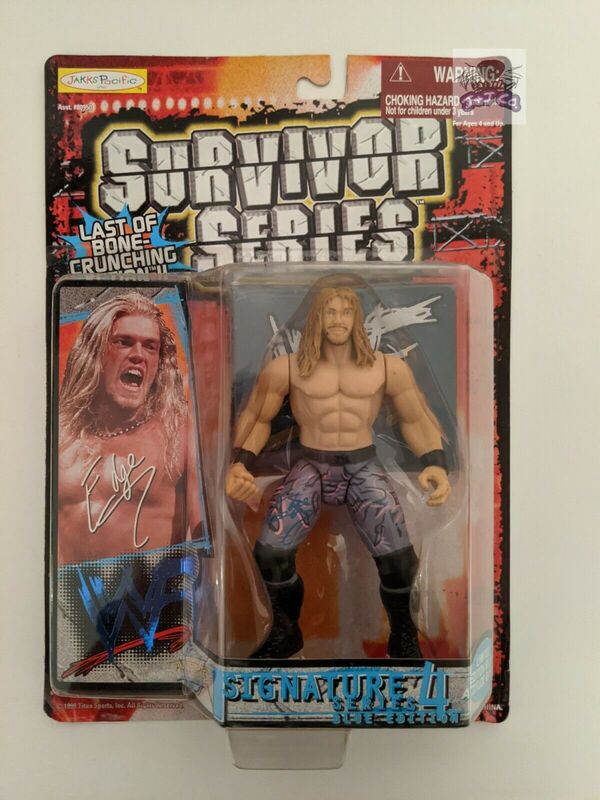 1999 WWF Jakks Pacific Signature Series 4 Blue Edition Edge Wrestling Action Figure with Blue Signature - Collectible Toy for WWE Fans & Wrestling Memorabilia Display