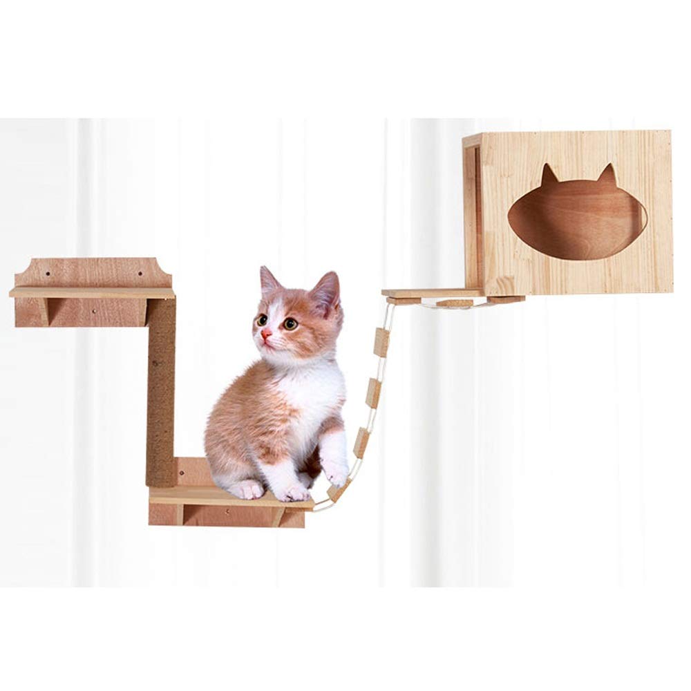 HOLPPO Multi-Level Cat Tree Tower - Modern Pet Furniture with Suspension Bridge & Ladder, Kitten Activity Center for Indoor Play, Climbing, and Resting - Perfect for Small Spaces and Multi-Cat Homes