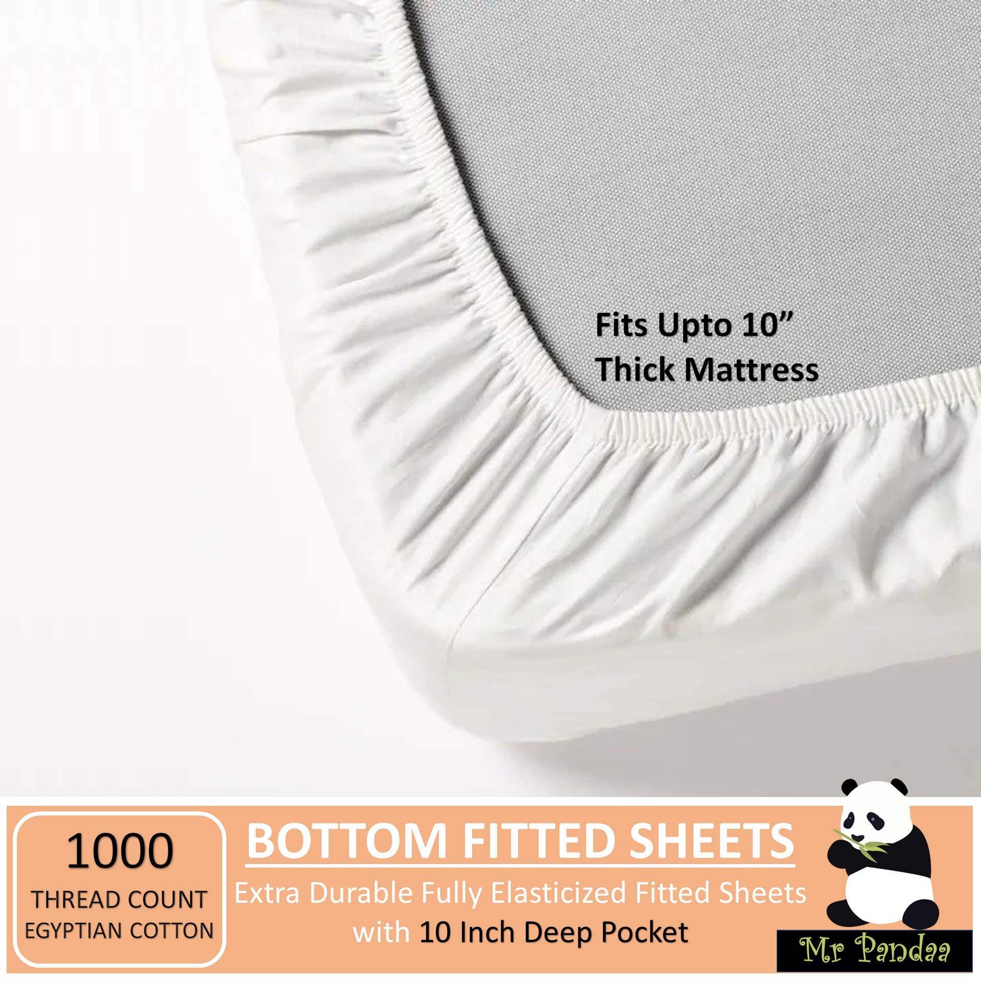 Premium 1000-Thread-Count 100% Egyptian Cotton Split King Sheets Set - 5PC with 2 Fitted Sheets for Adjustable Beds - Ultra Soft Sateen Weave - Navy Blue Solid - Perfect for Master Bedrooms, Guest Rooms & Luxury Hotels