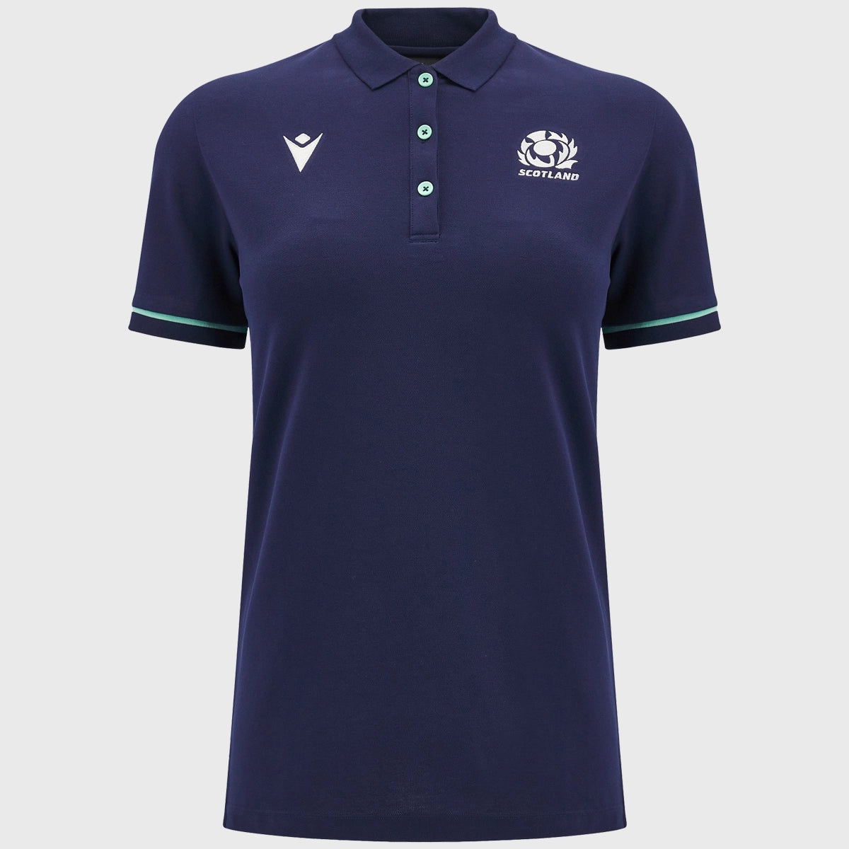 Scotland Rugby Women's Polo Shirt - Macron Official Navy Blue Performance Jersey for Training & Match Day - Perfect for Rugby Fans & Sports Enthusiasts