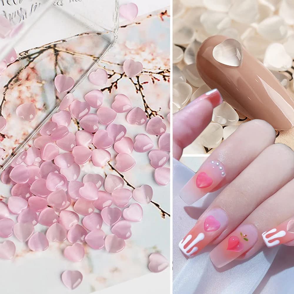 3D Heart Nail Charms - Light Changing Resin Rhinestone Nail Art Decorations for Acrylic Nails (80PCS) | DIY Manicure Supplies for Women & Girls | Perfect for Valentine's Day, Parties, and Special Occasions