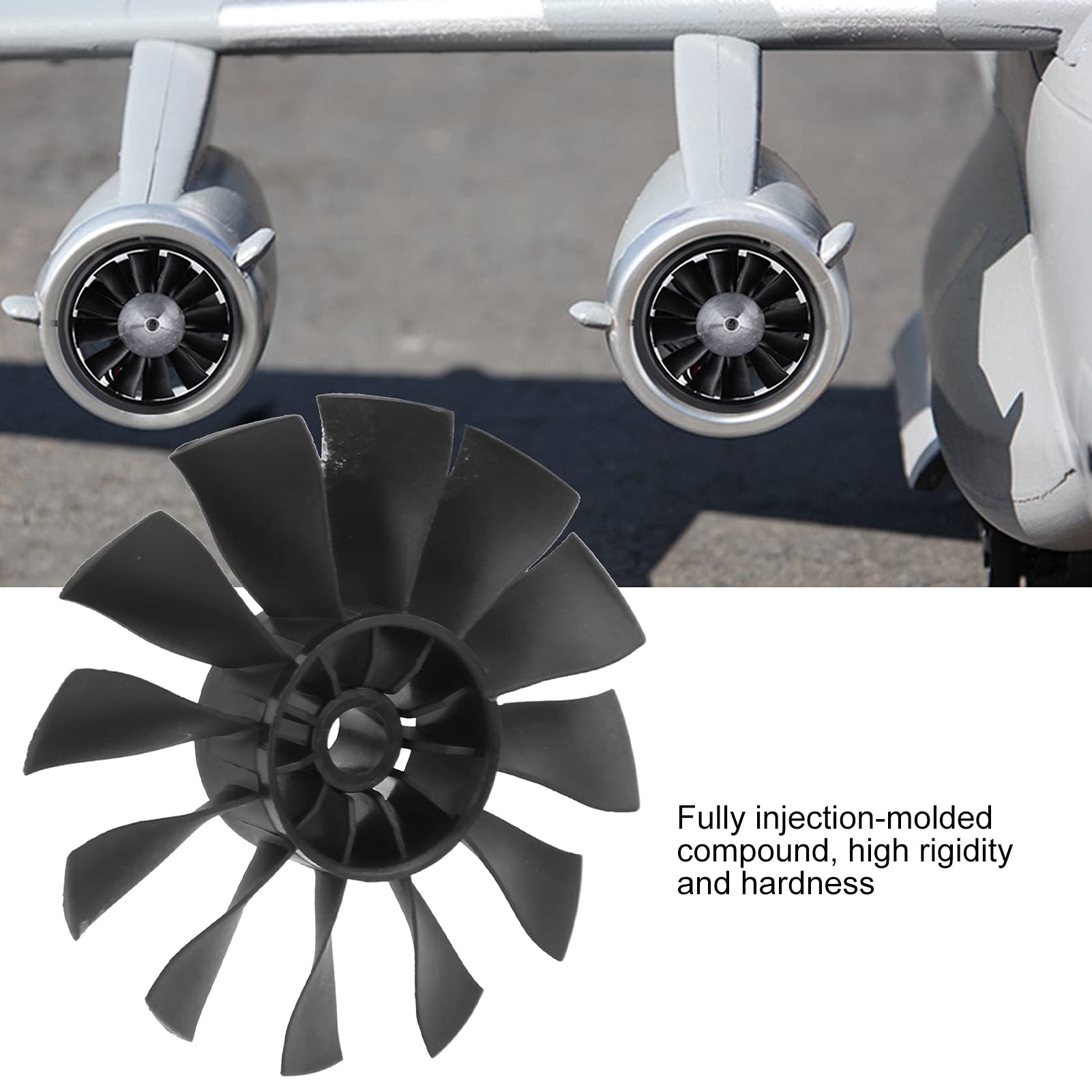 Dilwe 50mm RC Duct Fan with 12-Blade Propeller - High Performance Plastic Duct Fan for RC Airplanes & Boats (Black, Clockwise) - Perfect for DIY RC Models and High-Speed Airflow Systems