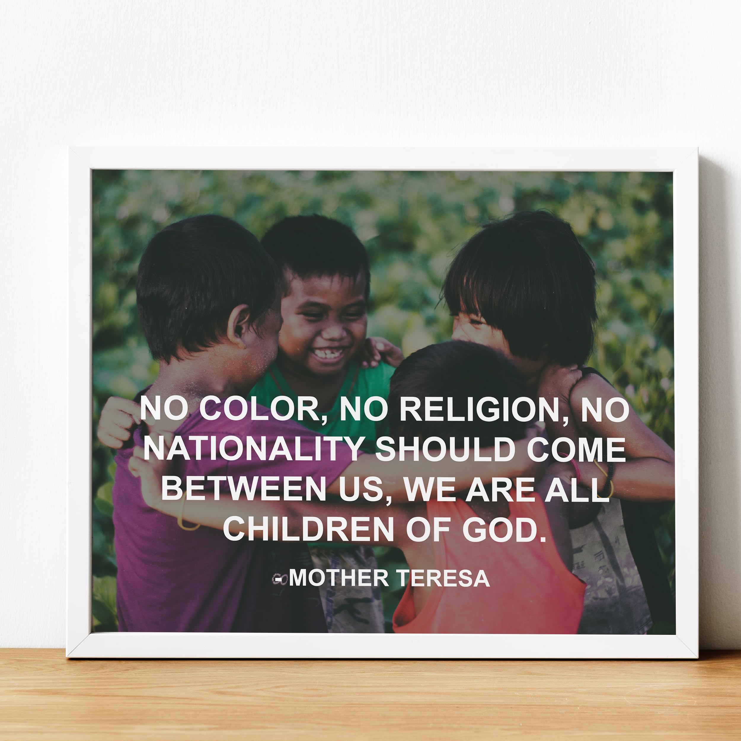 Inspirational Mother Teresa Quote Wall Art - 'We Are All Children of God' Modern Typographic Print for Home, Office, Classroom & Church Decor | Unframed 10x8 | Motivational Gift for Faith-Based Spaces & Spiritual Inspiration