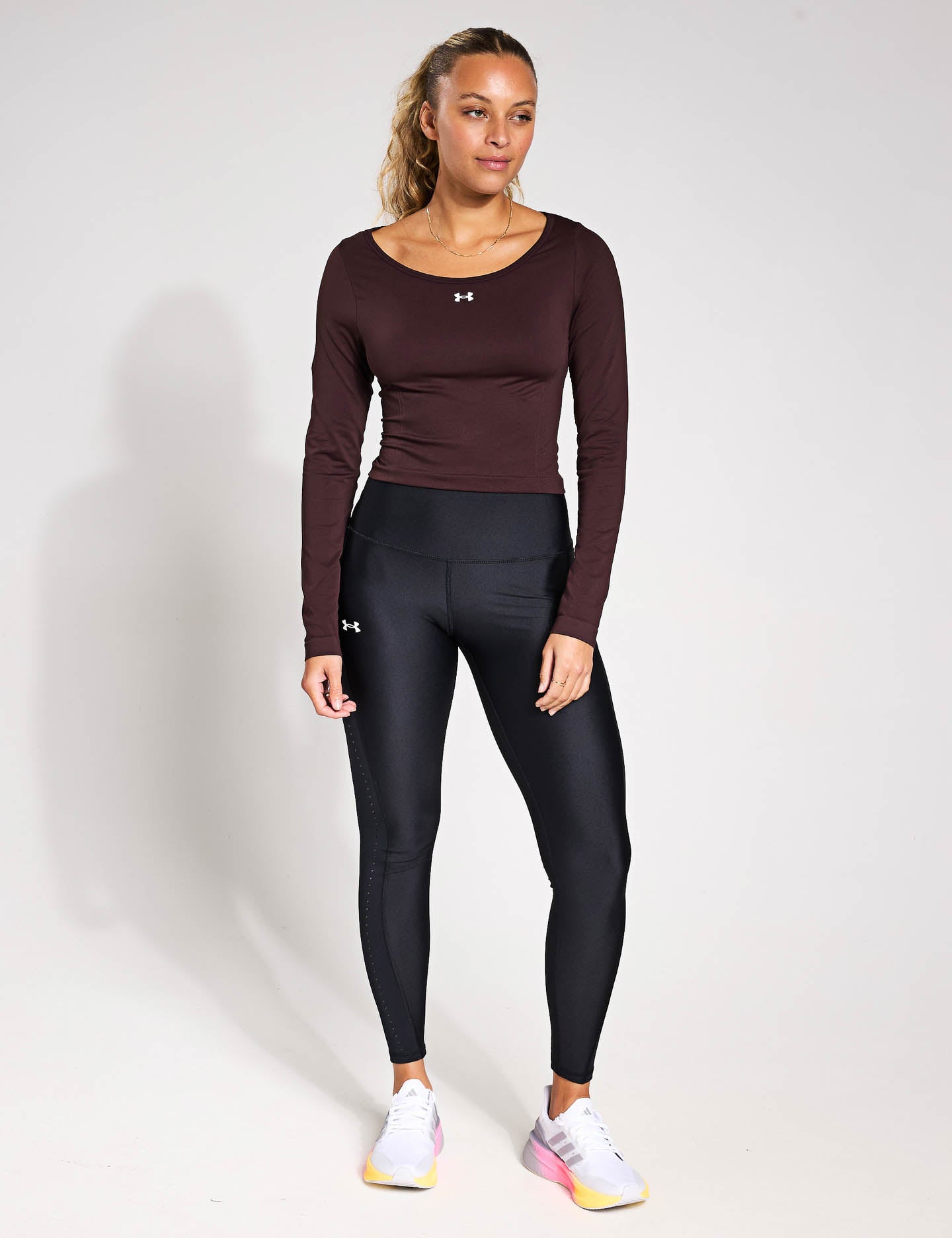 Train Seamless Long Sleeve T-Shirt for Women - Soft Stretch Comfort Fit Workout Top (Brown Obsidian/White) | Perfect for Yoga, Gym & Casual Wear