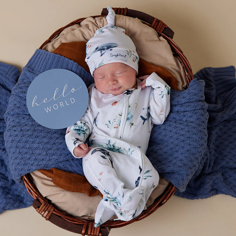 Snuggle Hunny Reversible Milestone Baby Cards - Ocean & Indigo Colors for Newborn Photo Shoots and Monthly Growth Tracking