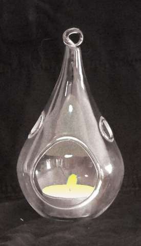 10 Pack Clear Glass Tealight Candle Holders - Hanging Tear Drop Pear Hourglass Shape (20cm High) for Terrariums, Mini Gardens, Wedding Decor & DIY Crafts - Perfect Home Decoration Gift Set