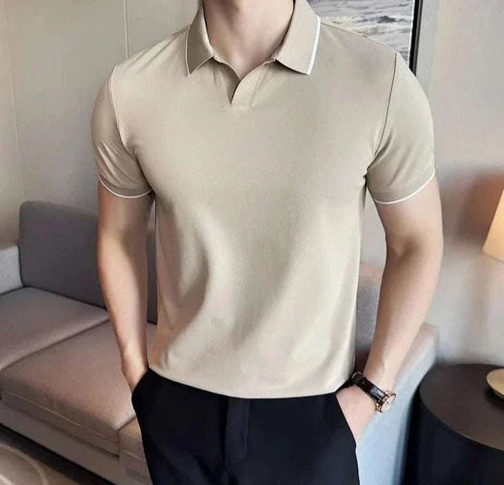 British Slim Fit Summer Polo Shirt for Men - Breathable Cotton Casual Short Sleeve Tee - Perfect for Golf, Office & Outdoor Activities
