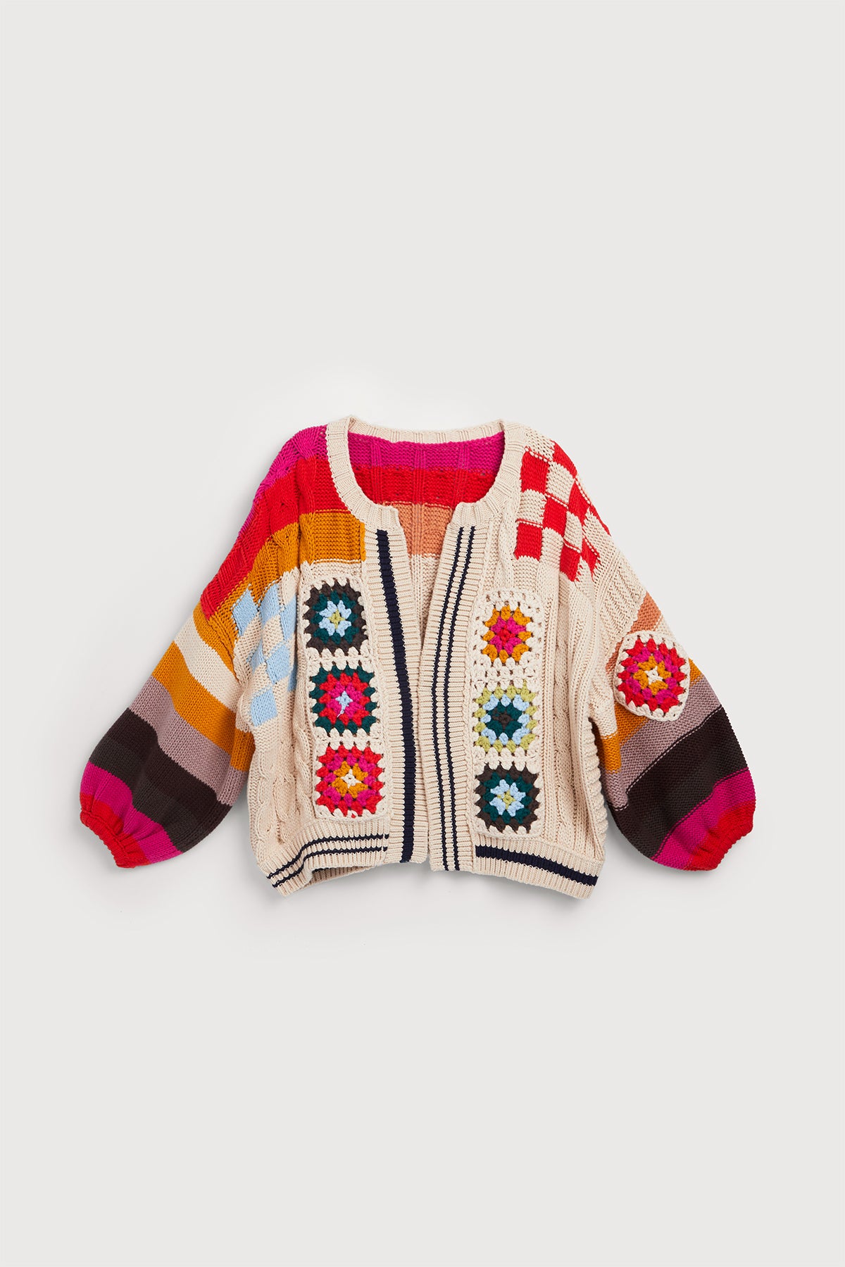 Square Checkered Multi-Pattern Cardigan for Women - Stylish Knit Sweater for Fall & Winter Fashion, Office Wear, and Casual Outfits