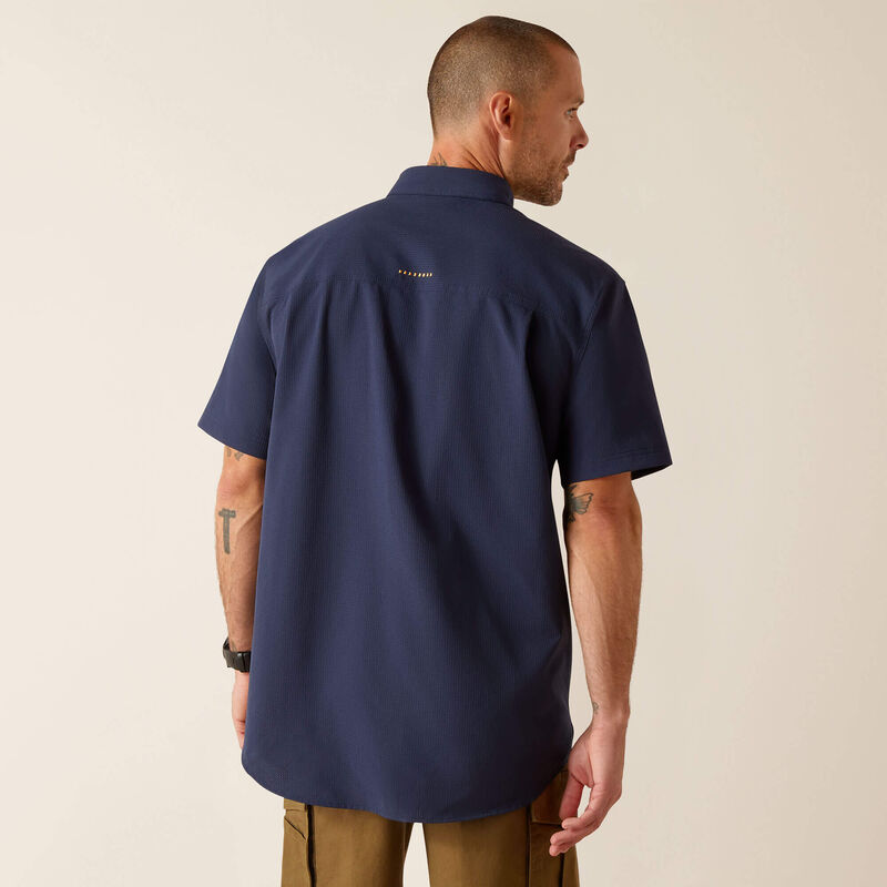 360 AirFlow Work Shirt for Construction - Durable Rebar Performance Shirt in Navy Blue | Ideal for Outdoor Labor, HVAC Work & Hot Weather Jobs