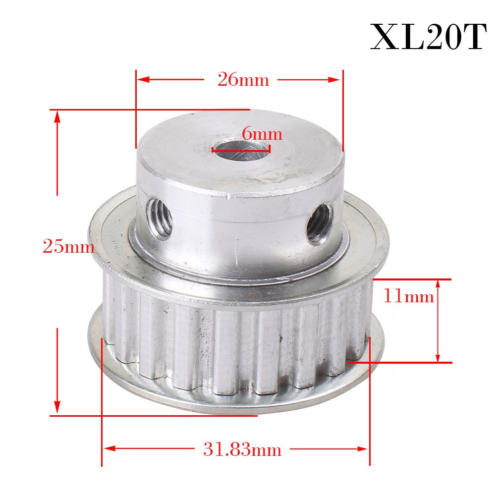 High-Quality Aluminium Alloy XL 20 Teeth Timing Belt Pulley with 6mm Pilot Bore - Perfect for 3D Printers, CNC Machines & DIY Robotics Projects