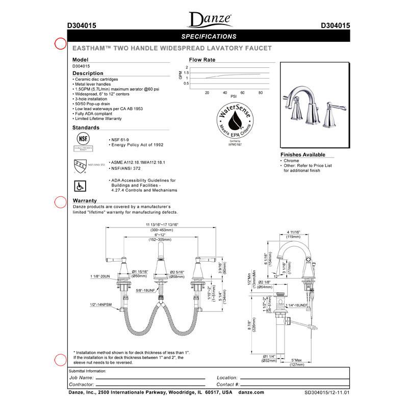 Danze Eastham Brushed Nickel Scroll Lever Widespread Bathroom Sink Faucet - Modern 8