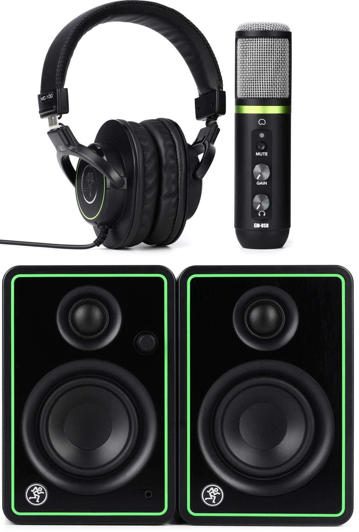 Mackie USB Microphone & Studio Monitor Bundle - Professional Podcasting & Recording Equipment for Home Studios, Streaming, and Music Production