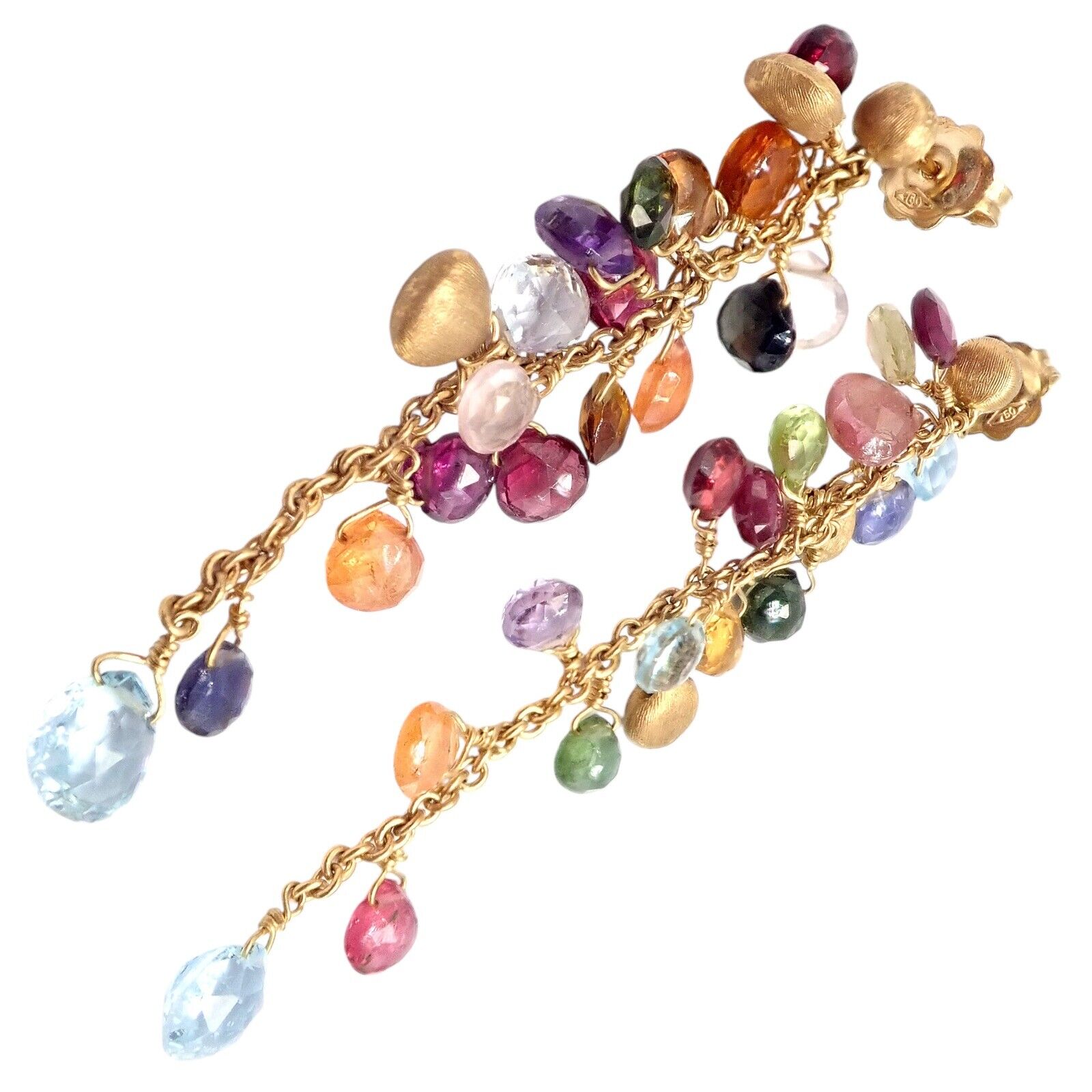 Authentic Marco Bicego 18k Yellow Gold Paradise Multicolor Gemstone Earrings - Luxury Jewelry for Women, Perfect for Weddings, Parties & Special Occasions